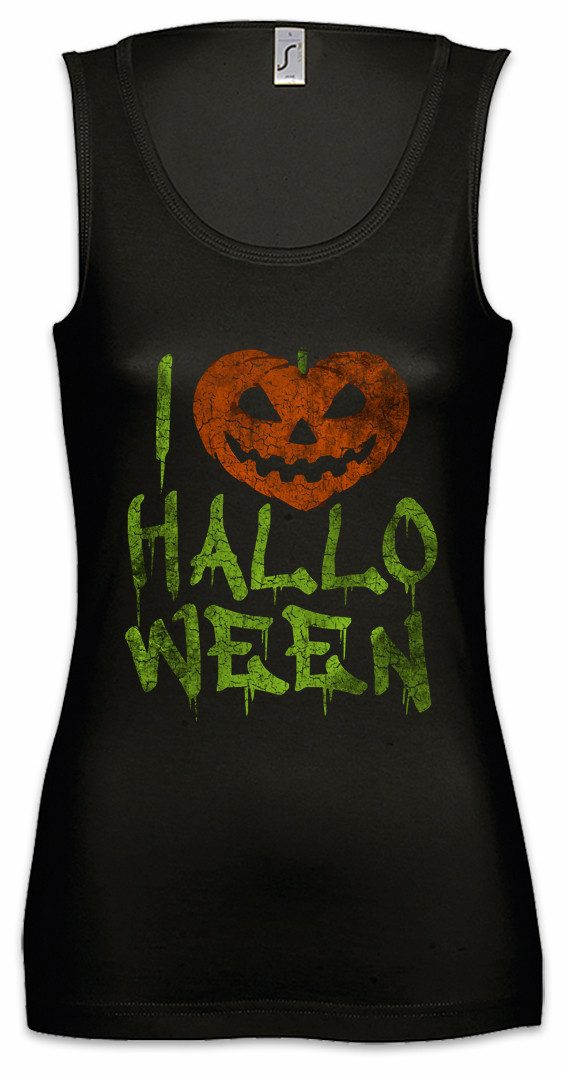 Urban Backwoods Tanktop I Love Halloween Ärmelloses Damen T-Shirt Kürbis Gesicht Laterne Suppe Nightmare Albtraum Before