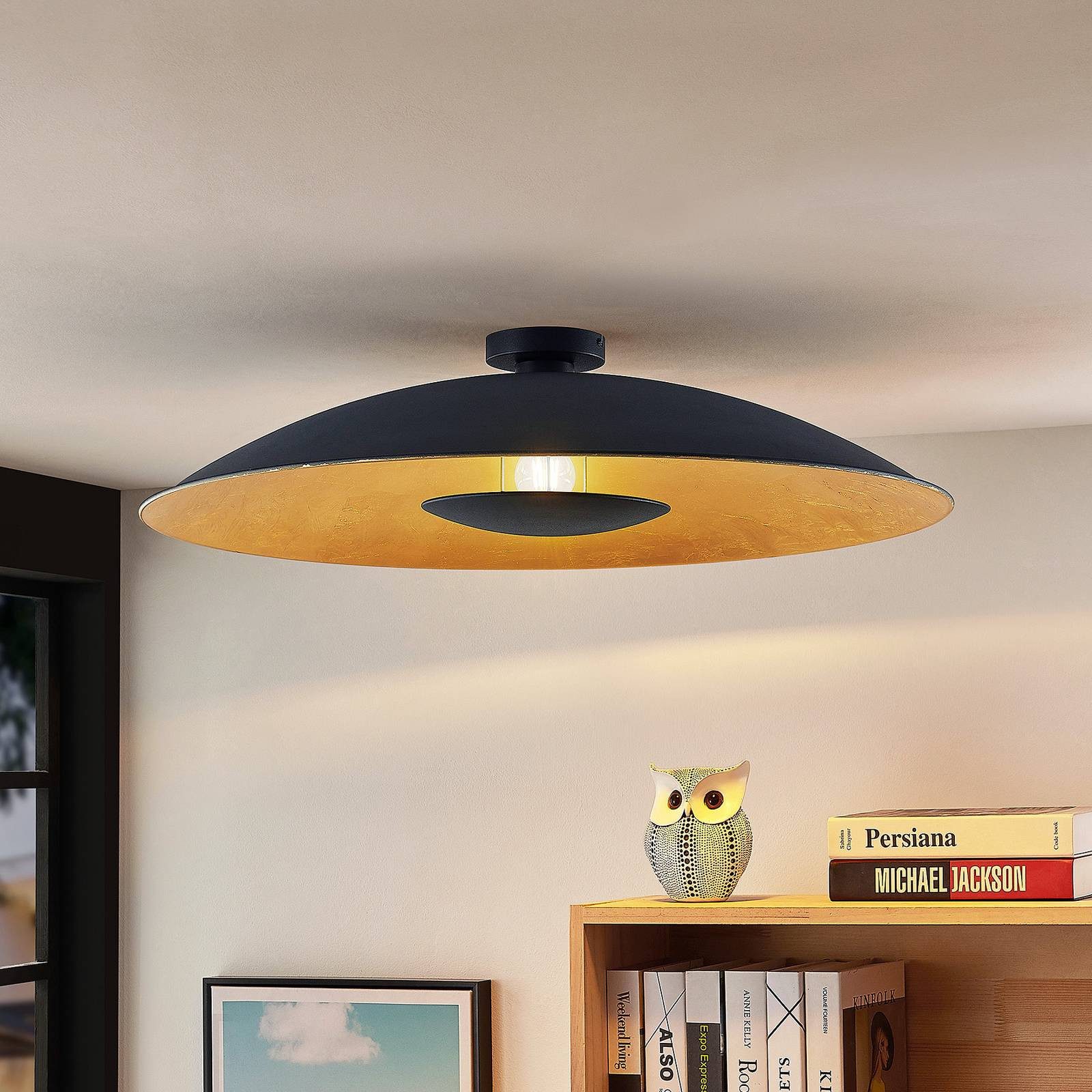 Lindby Deckenleuchten Narisara, Metall, Schwarz IP20, 1 x 60 W