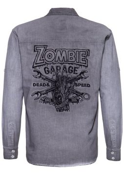 KingKerosin Langarmhemd Zombie Garage mit Stickereien und Oilwash-Effekt