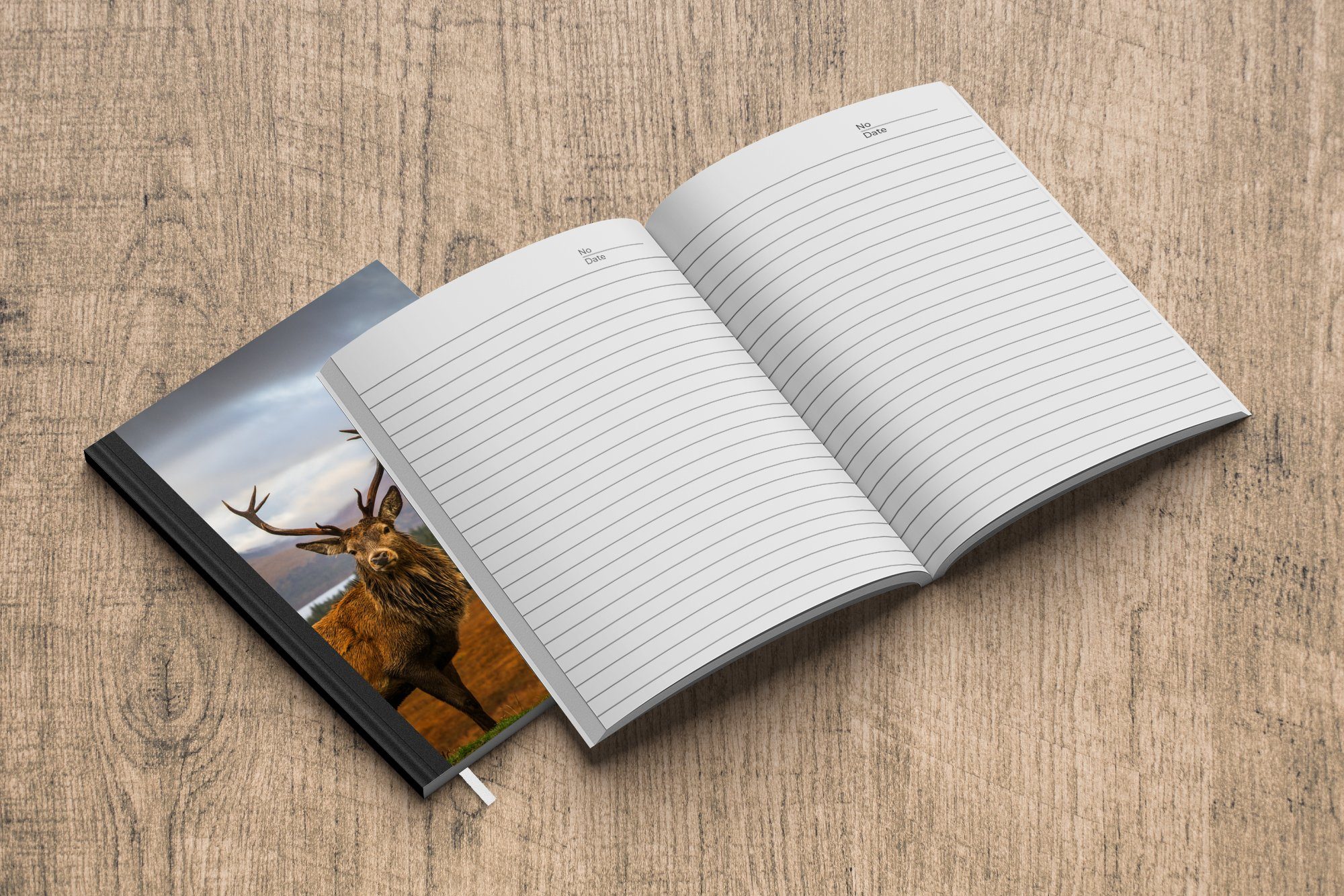 Journal, Merkzettel, Tiere - - - MuchoWow - Berge Seiten, Hirsche Notizbuch Landschaft Haushaltsbuch A5, - 98 Notizheft, Tagebuch, Bäume, Wasser