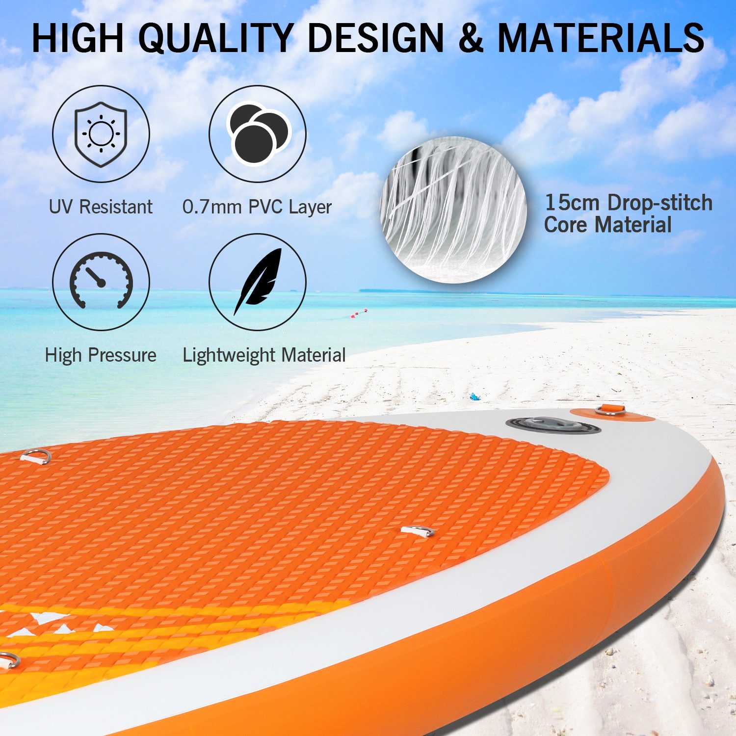 Puluomis Inflatable SUP-Board Set aufblasbar mit Halter, Sitz und Fußband, MB. bis 150Kg, 335/320cm, Surfbrett Paddling Paddelboard