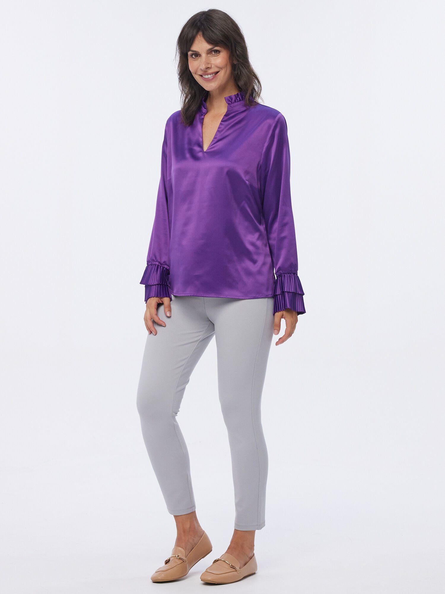 MONACO blue Langarmbluse mit Plisseedetails