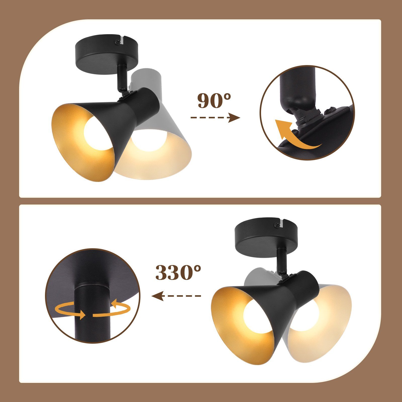ZMH Deckenleuchte Deckenstrahler Schwarz Deckenlampen E14 günstig online kaufen