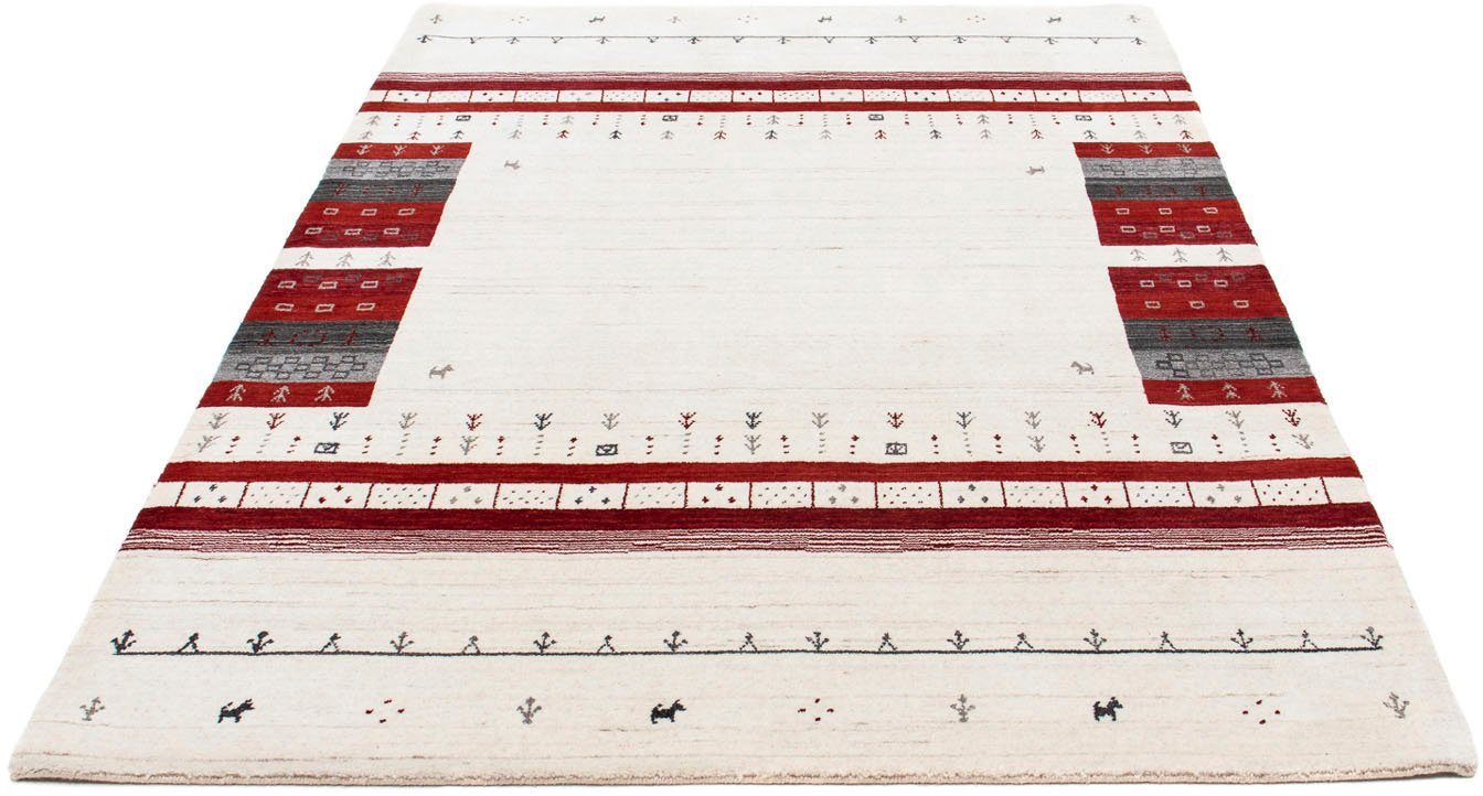 Wollteppich Gabbeh - Loribaft Perser - 200 x 143 cm - beige, morgenland, rechteckig, Höhe: 12 mm, Wohnzimmer, Handgeknüpft, Einzelstück mit Zertifikat