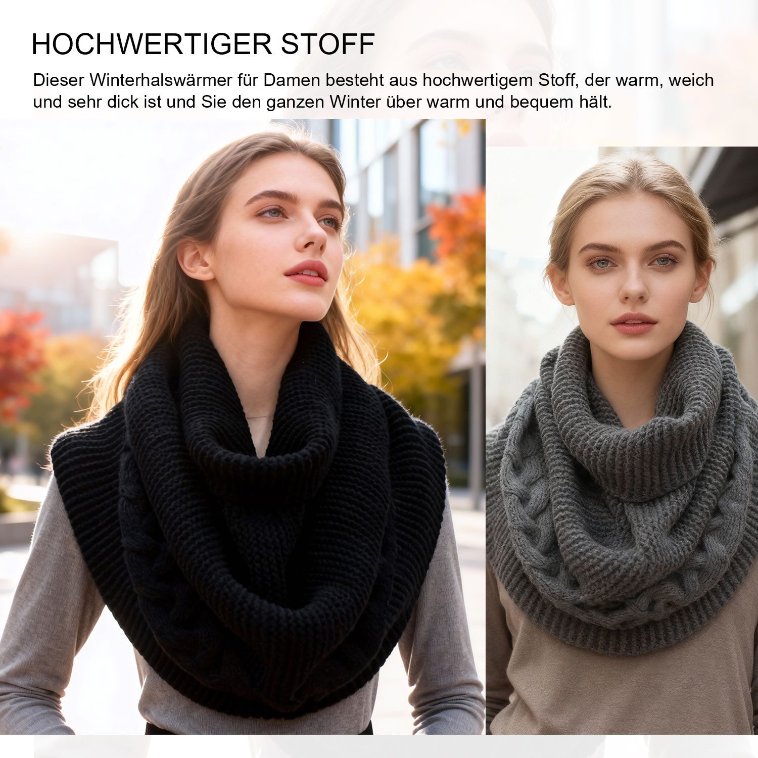 Refttenw Halstuch Hochgeschlossener Schal,Wintermützen für Damen,Loopschal
