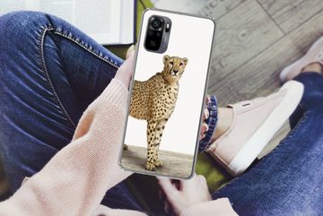 MuchoWow Handyhülle Leopard - Tiere - Weißer Hintergrund - Kinder - Jungen - Mädchen, Phone Case, Handyhülle Xiaomi Redmi Note 10, Silikon, Schutzhülle