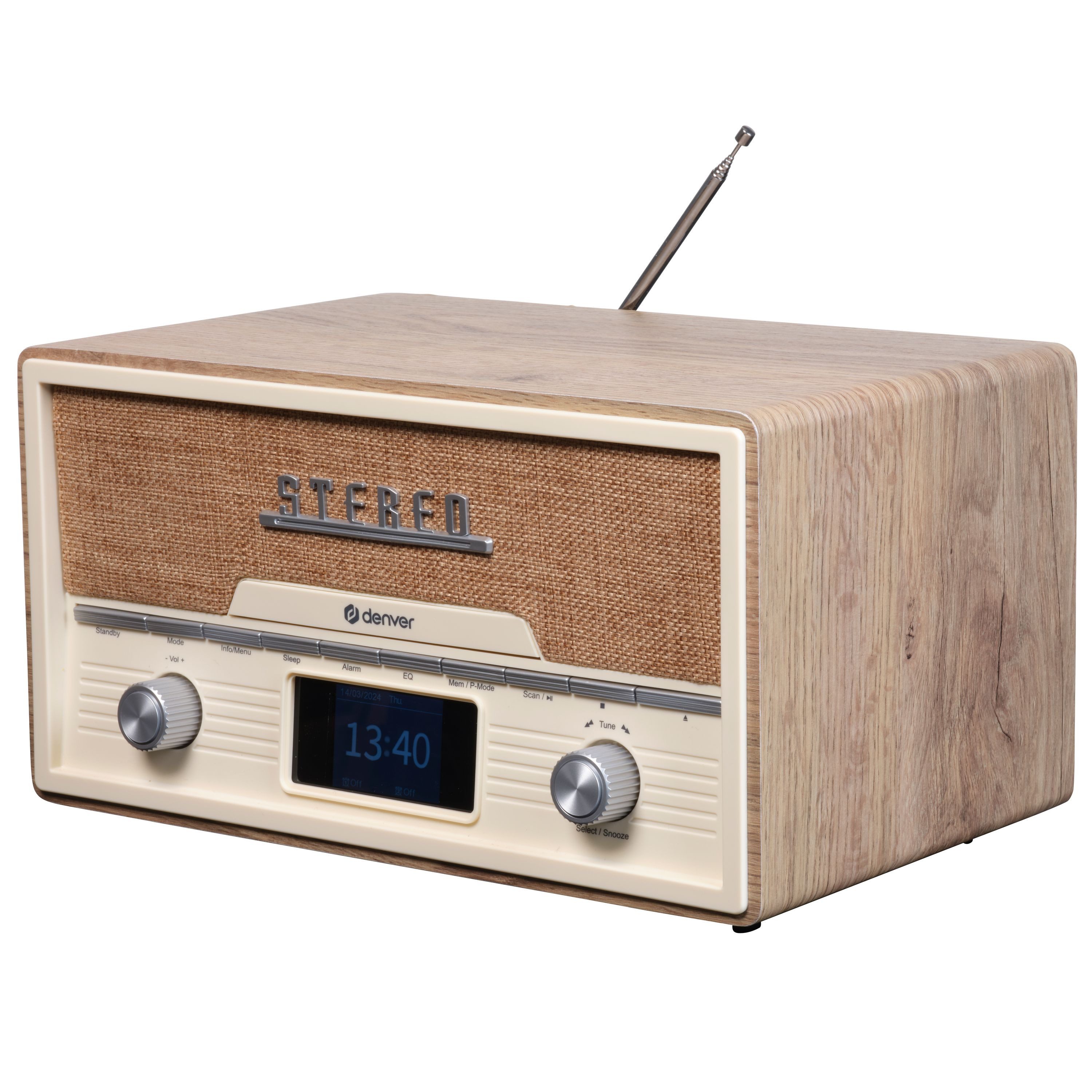 Denver MDA-525LW Stereoanlage (DAB+, FM, 10 W, Wecker (2), Snooze, 30 Presets, Teleskopantenne, Fernbedienung) – Bild 2 von 5