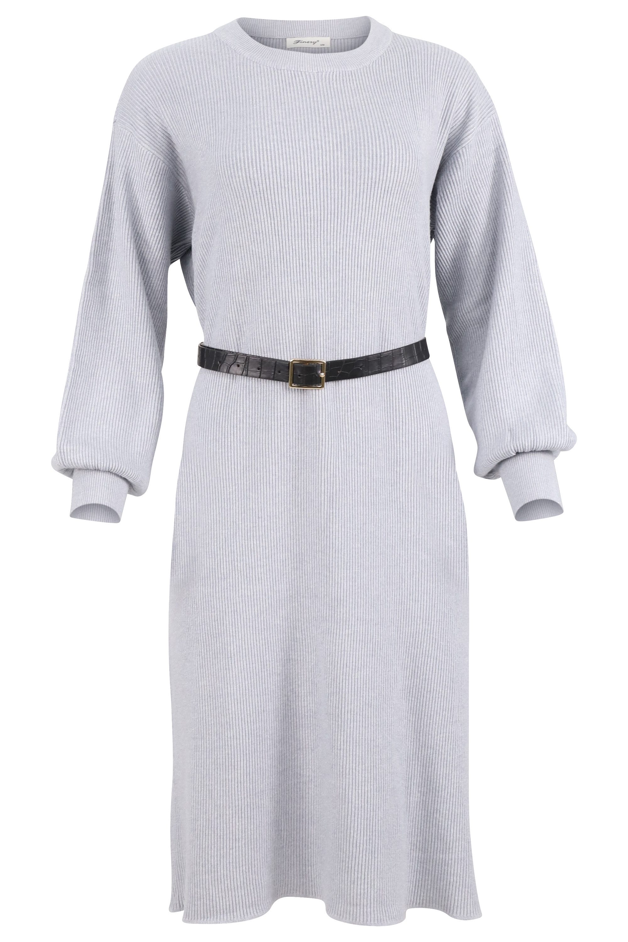 malito more than fashion Strickkleid 9810 midi Kleid mit Gürtel in Rippoptik