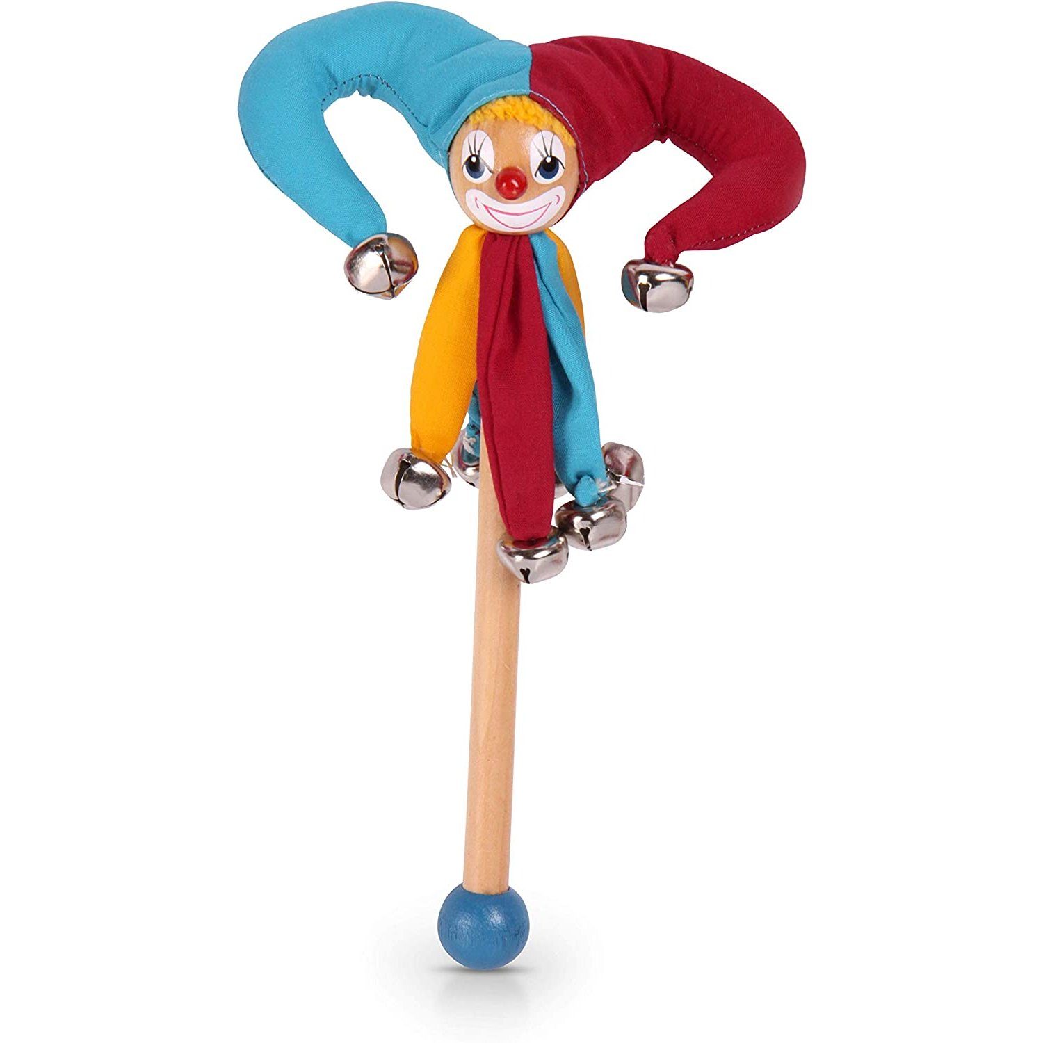 BestSaller Spielzeug-Musikinstrument Narrenstab groß Schellenstab mit Glöckchen, (1 tlg), 34 cm (Farbe zufällig, 1 Stück)