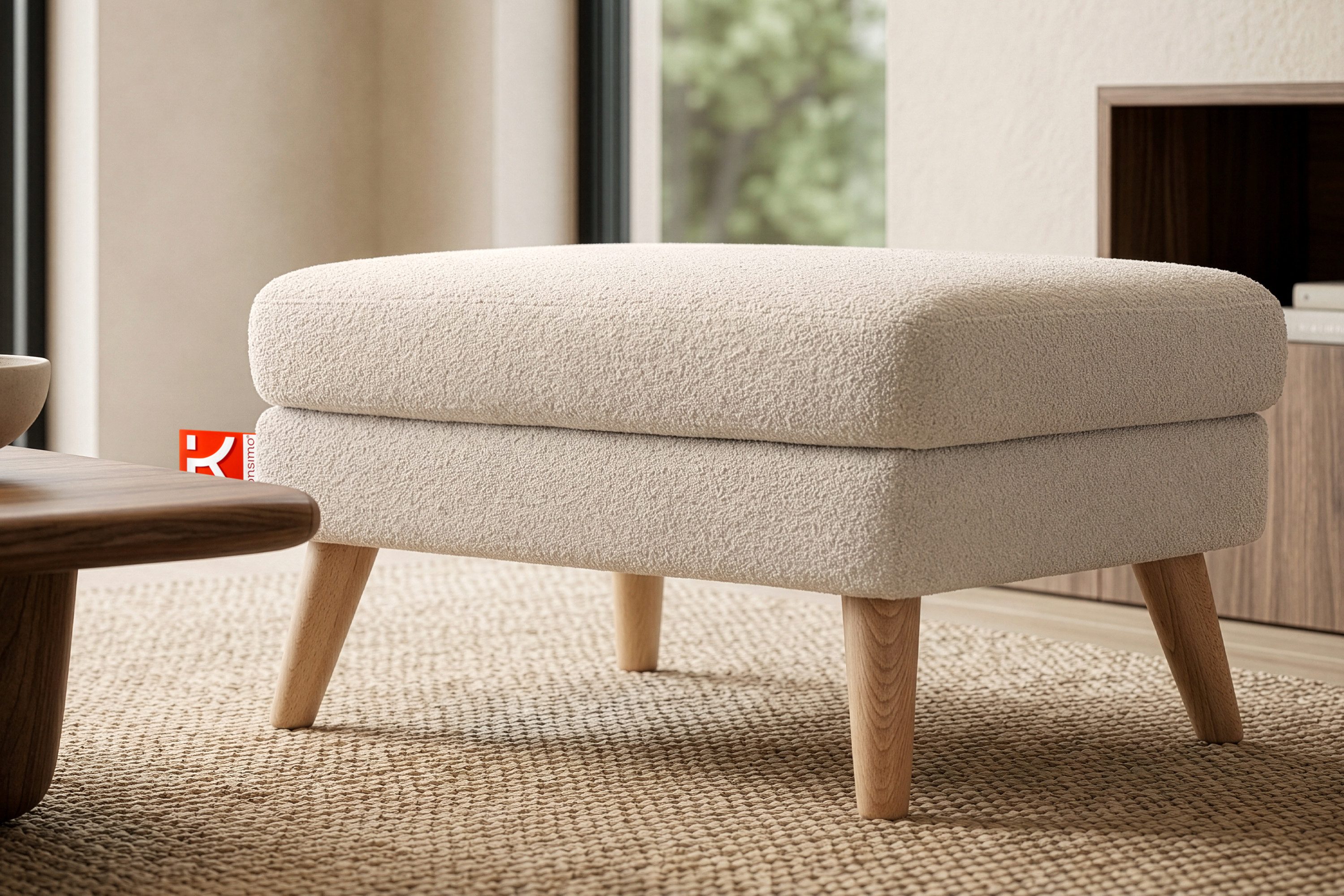 KONSIMO® Sitzhocker TAGIO hergestellt in Europa, 5 Jahre Garantie (Sitzhoker), Scandi-Stil, Gestell aus Massivholz