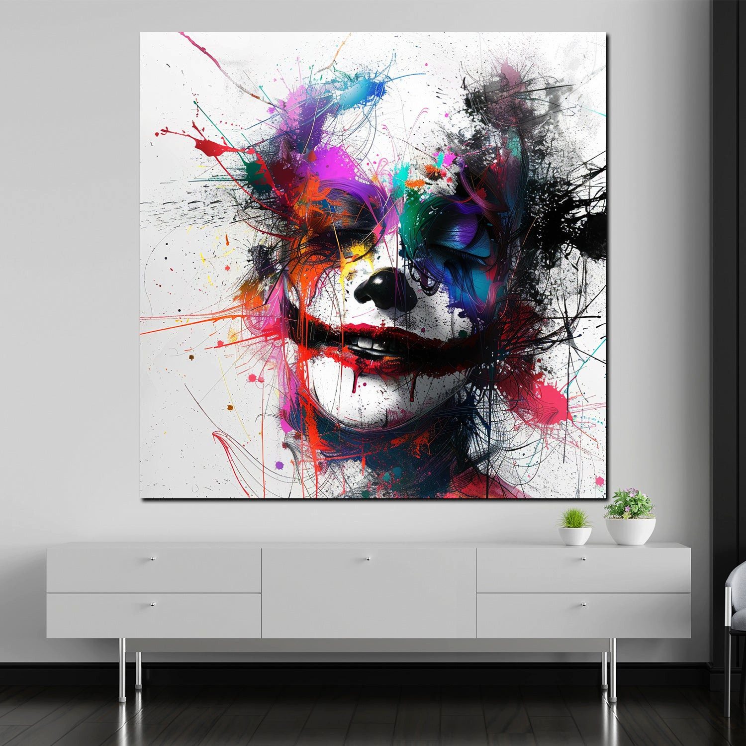 Artedinoi Leinwandbild Abstrakt Joker im Pop Art Leinwandbild Wandbild Kunstdruck XL Wanddeko, Joker, abstraktes Porträt