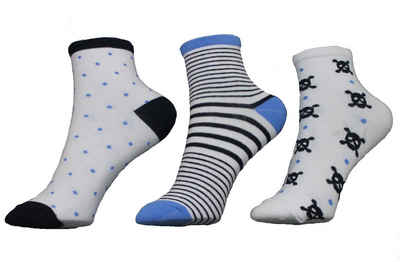 YSABEL MORA Kurzsocken Ysabel Mora 3er Pack Jungen Sneaker Strümpfe Socken weiß blau schwarz (3-Paar)