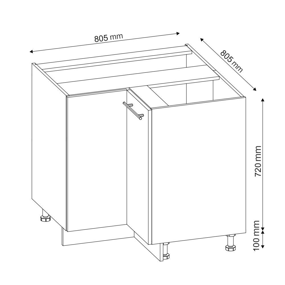 Vicco Eckunterschrank Eckunterschrank Fame 87cm Schwarz/Eiche