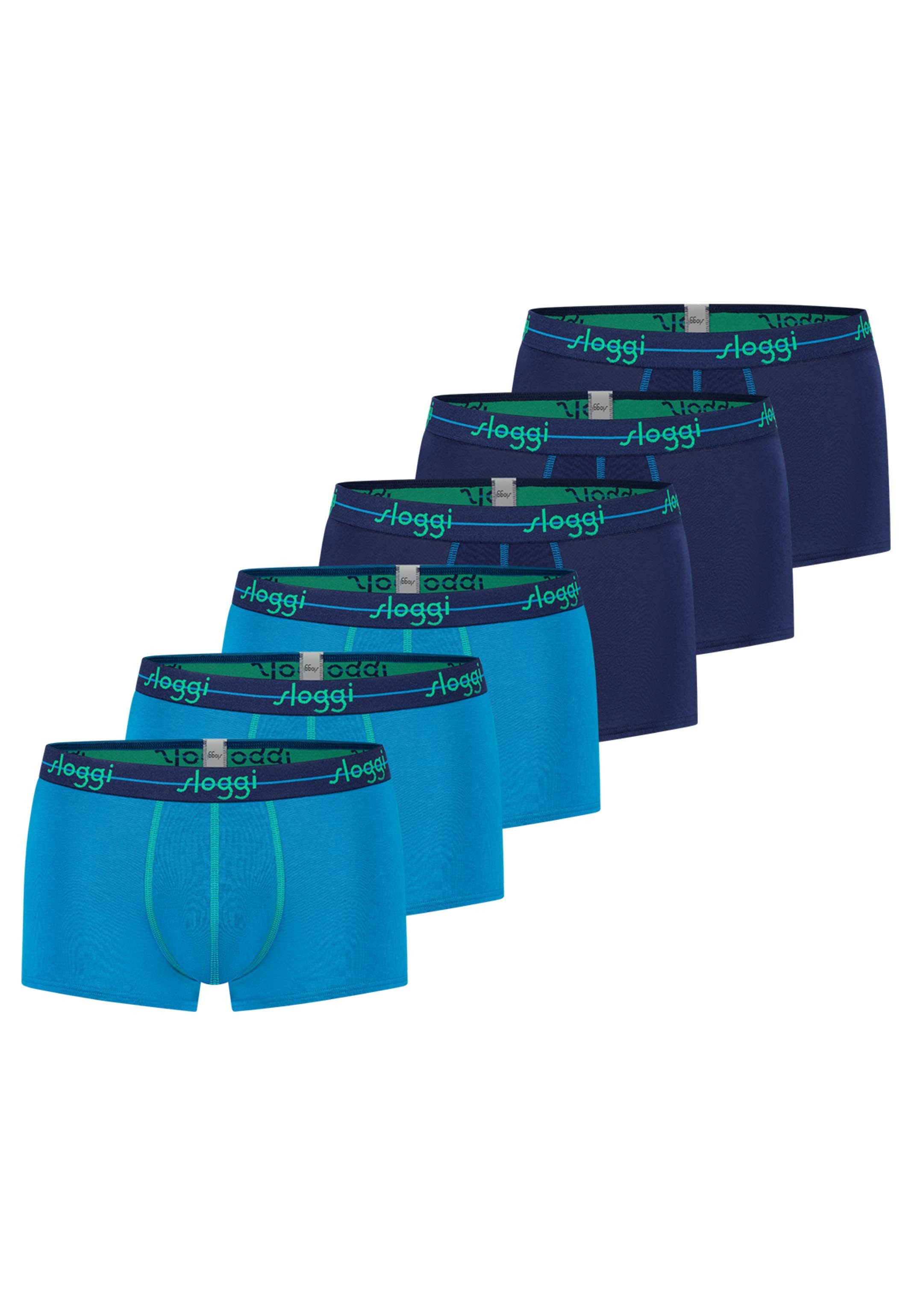 sloggi Retro Boxer 6er Pack Start (Spar-Set, 6-St) Hipster Short / Pant - Baumwolle - ohne Eingriff - Atmungsaktiv