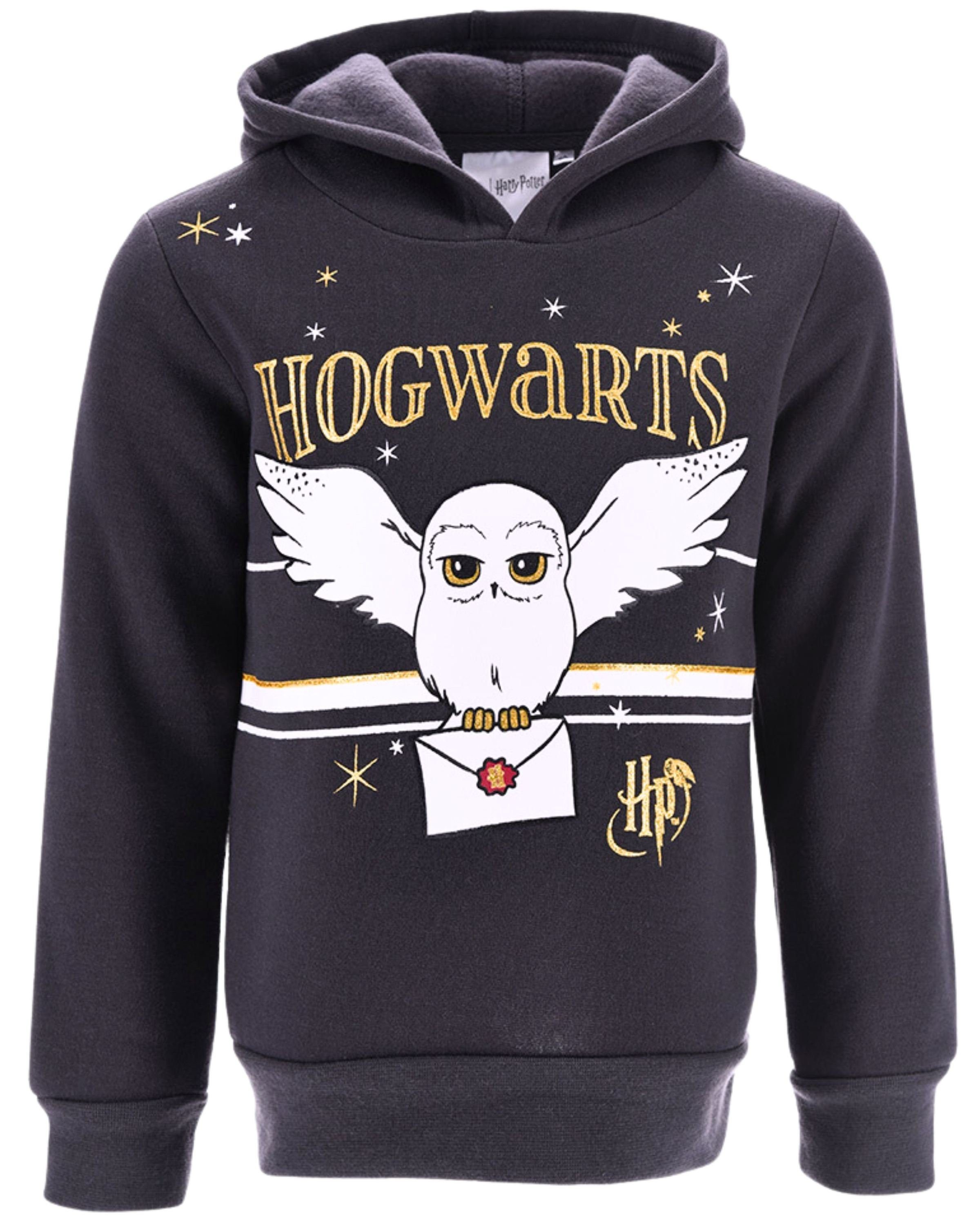 Hogwarts Kapuzenpullover Dunkelgrau Gr. cm Harry 104 Mädchen Potter - 128 Hoodie