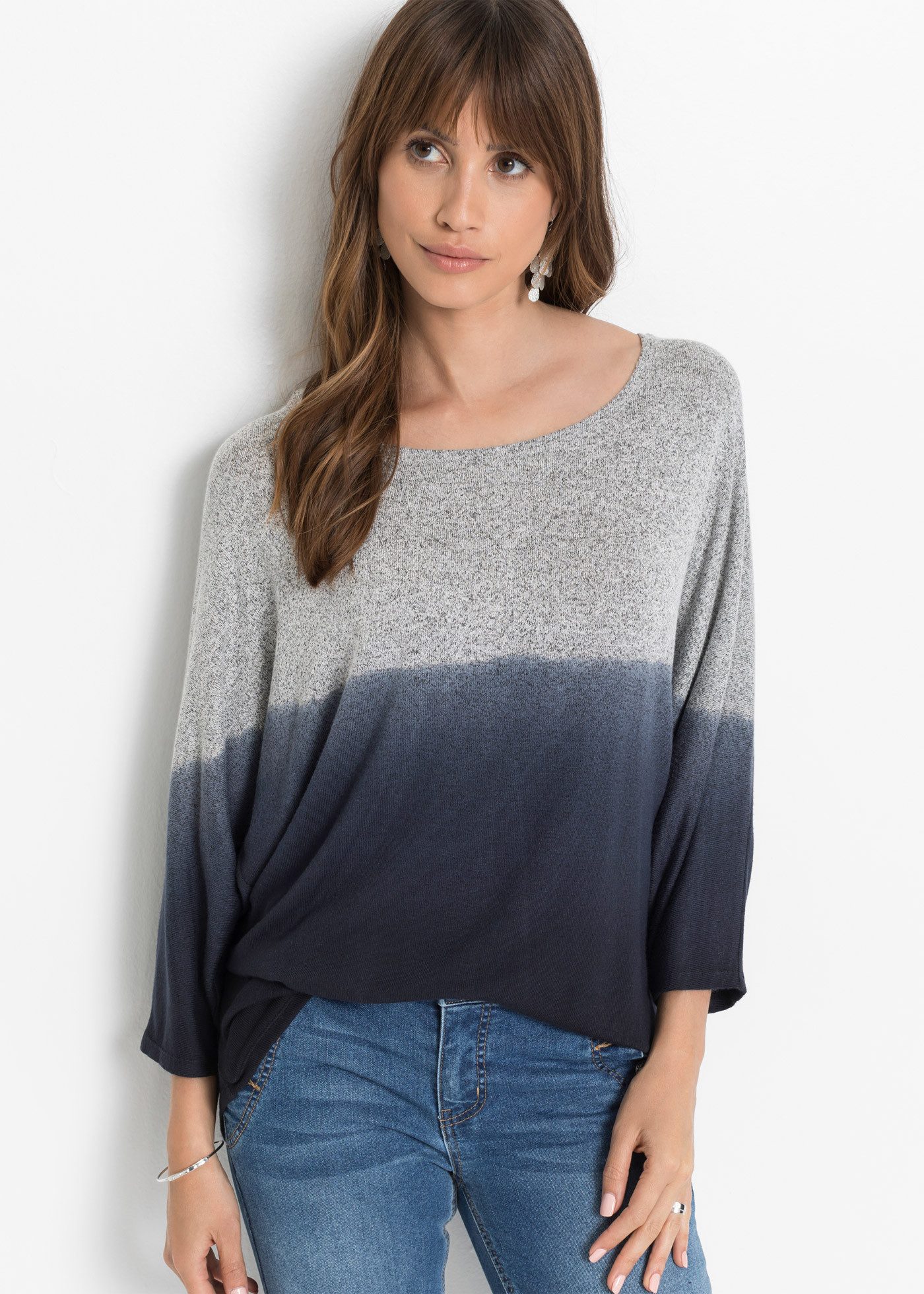 bonprix Oversize-Shirt Oversize-Passform, 3/4-Ärmel, mit Farbverlauf günstig online kaufen