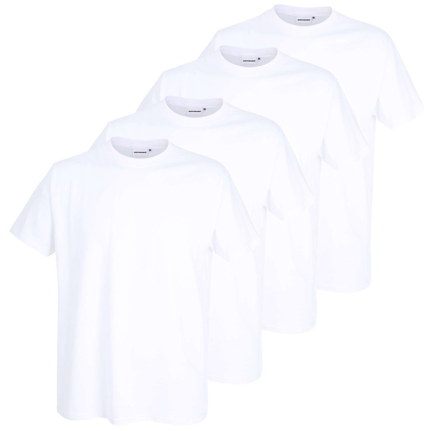 mit GÖTZBURG T-Shirt California (4-tlg) Weiß Rundhals-Ausschnitt, Premium-Qualität