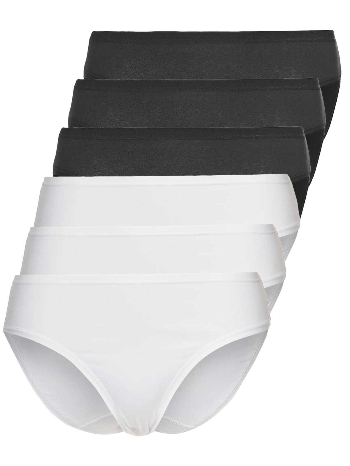 Sassa Bikinislip 6er Sparpack Slip Mini CASUAL COMFORT (Spar-Set, 6-St) Zwickel 3xschwarz 3xweiss