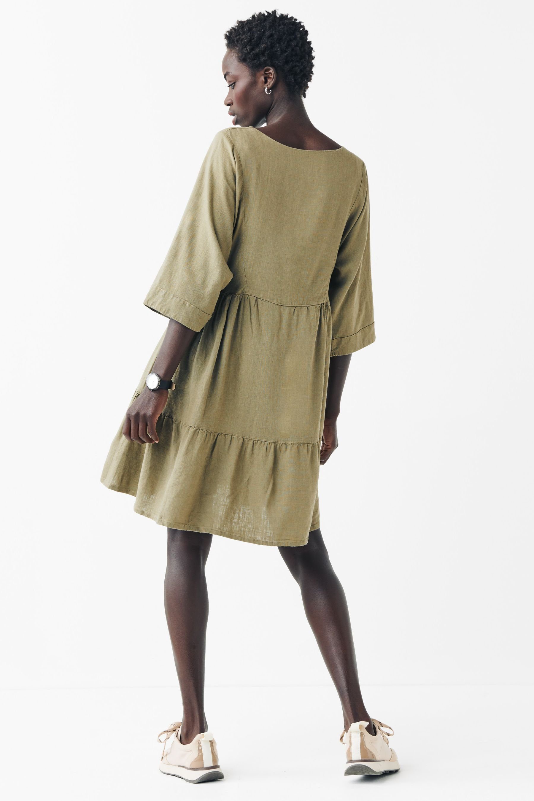 Next Kaftan-Kleid Green Leinenmischung Khaki aus Sommerkleid (1-tlg)