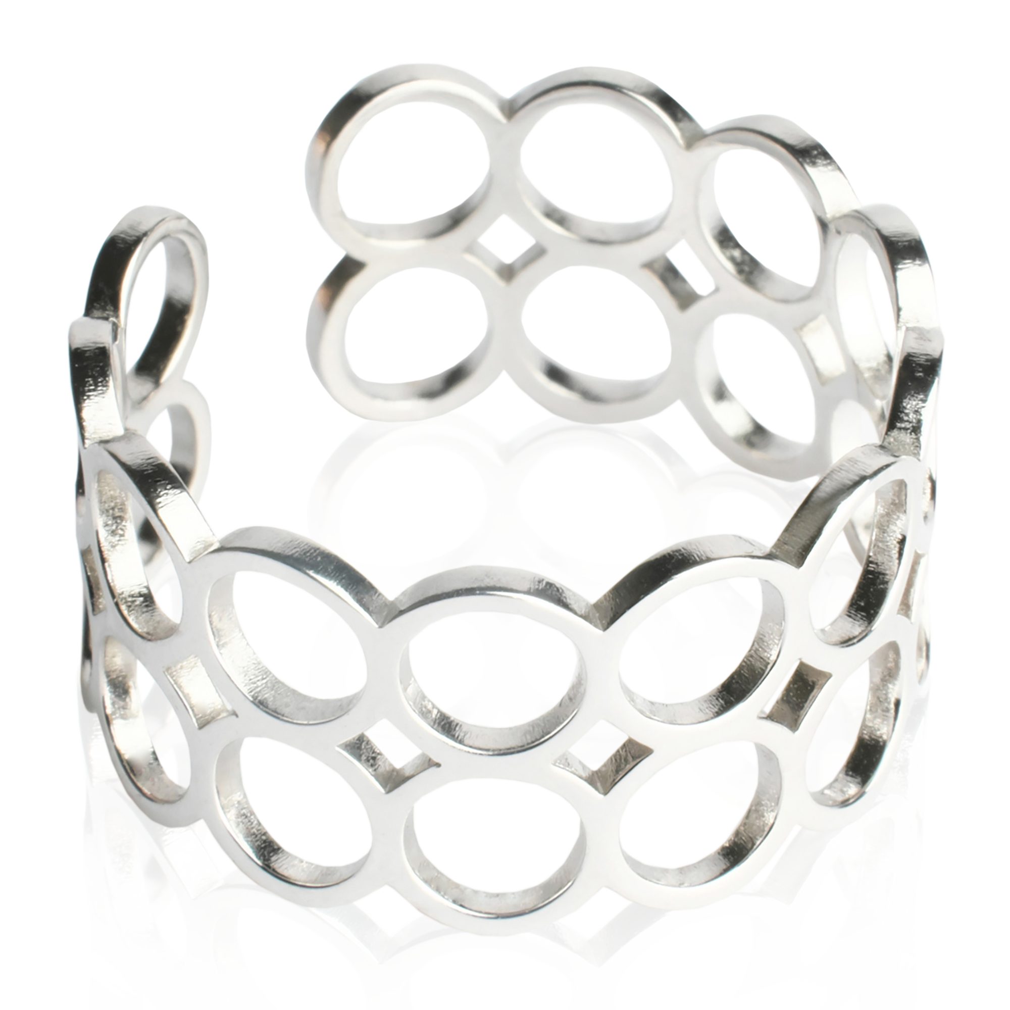 ALEXASCHA Fingerring Geometrischer Edelstahlring • verstellbare Größe • Offener Ring Damen