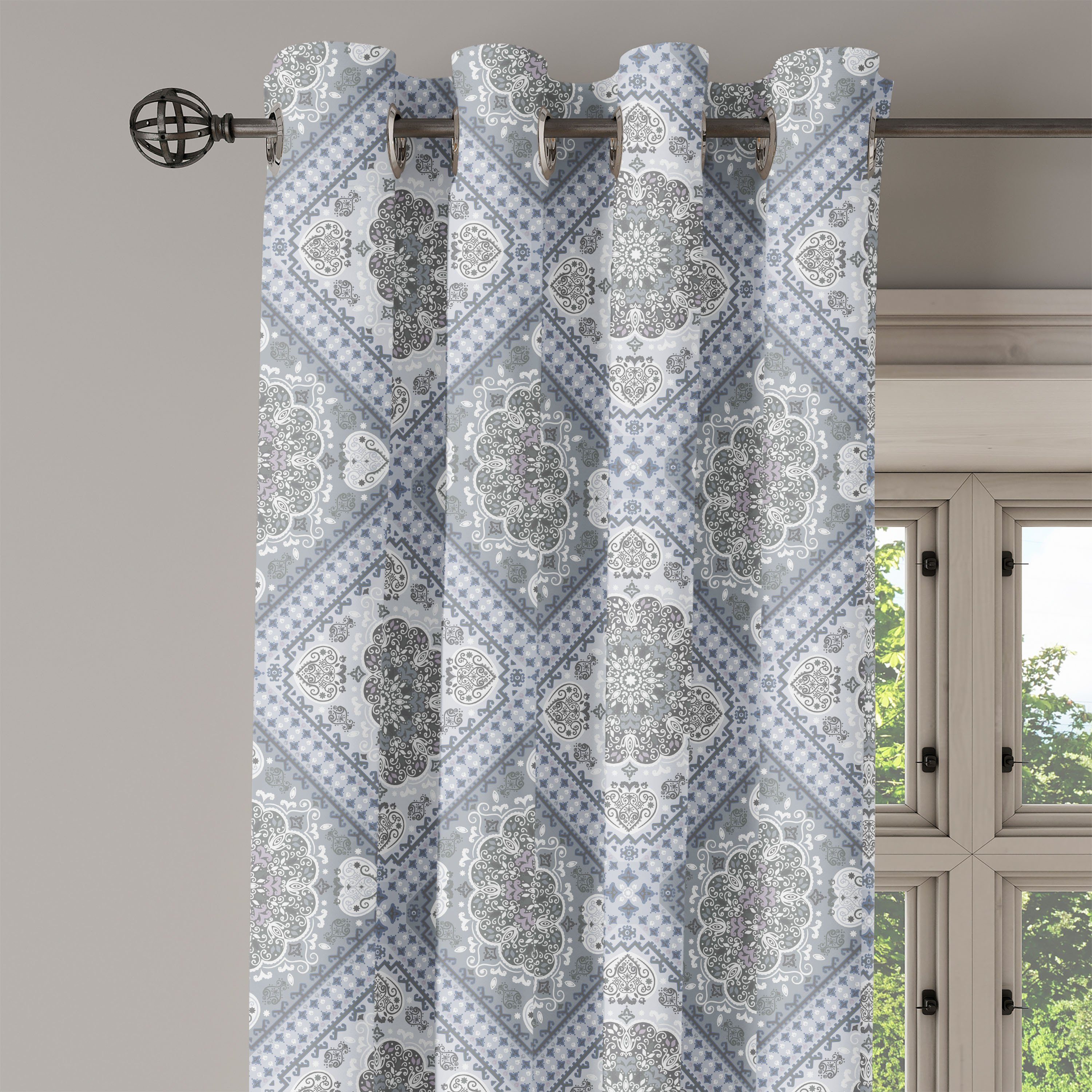 Gardine Dekorative 2-Panel-Fenstervorhänge für Wohnzimmer, Abakuhaus, Türkisch-Muster Persian Swirl Schlafzimmer