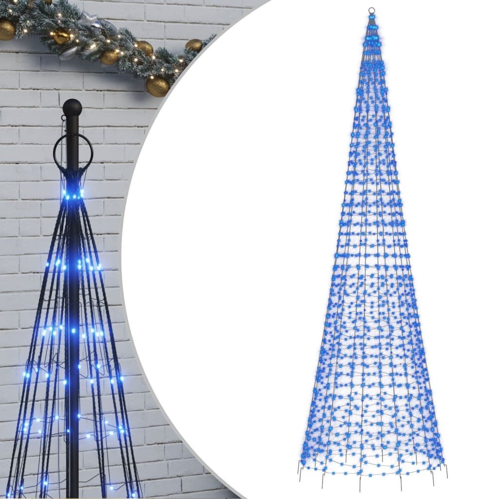 vidaXL Künstlicher Weihnachtsbaum LED-Weihnachtsbaum für Fahnenmast 1534 LEDs Blau 500 cm