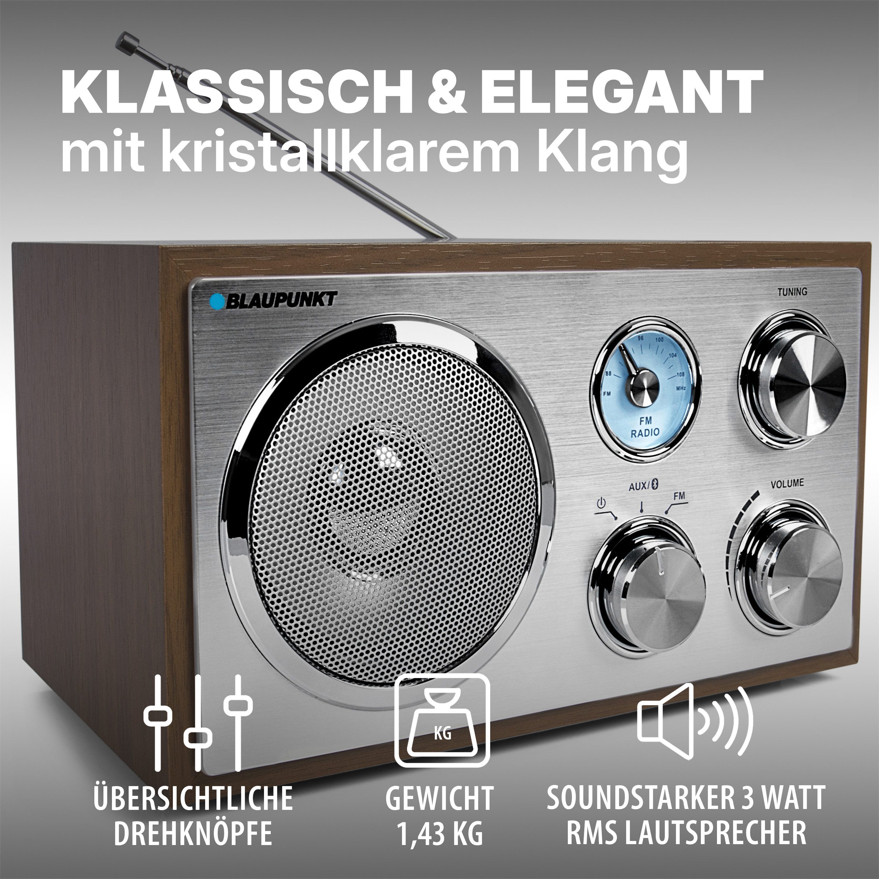 Blaupunkt RXN 180 Radio (UKW, Hintergrundbeleuchtete Freguenzanzeige)