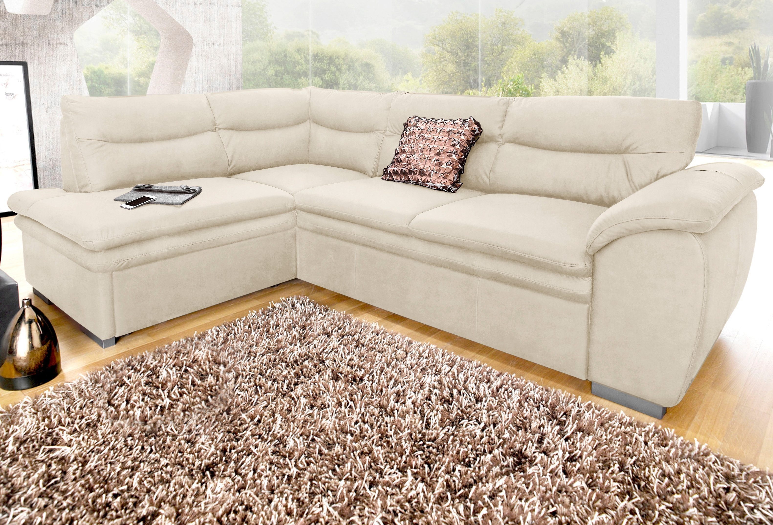 COTTA Ecksofa "Leandra L-Form", wahlweise mit Bettfunktion & Bettkasten günstig online kaufen