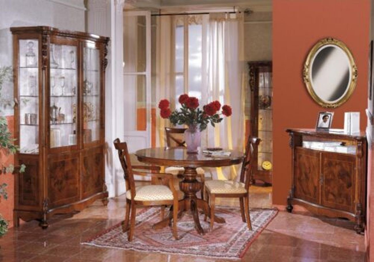 JVmoebel Esszimmer-Set, Möbel Zimmer Design Tisch Rund Ess tlg Italienische Garnitur 4 Set