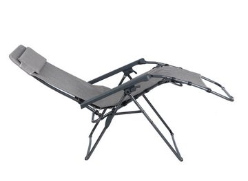 Bel-Sol Gartenliege Relaxliege hellgrau Liegestuhl Sonnenliege XL Relaxsessel Relaxstuhl, Relaxsessel mit Kopfkissen, stufenlos verstellbar klappbar 110 kg Tragkraft Camping