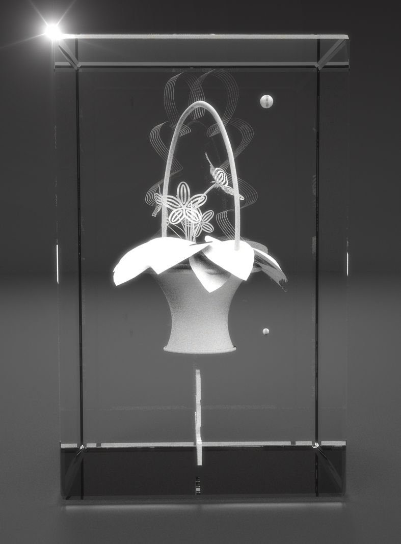 Dekofigur in Glasquader VIP-LASER Blumentopf Made I - Beste 3D Geschenkbox, Familienbetrieb Welt, Mama der Hochwertige Germany,