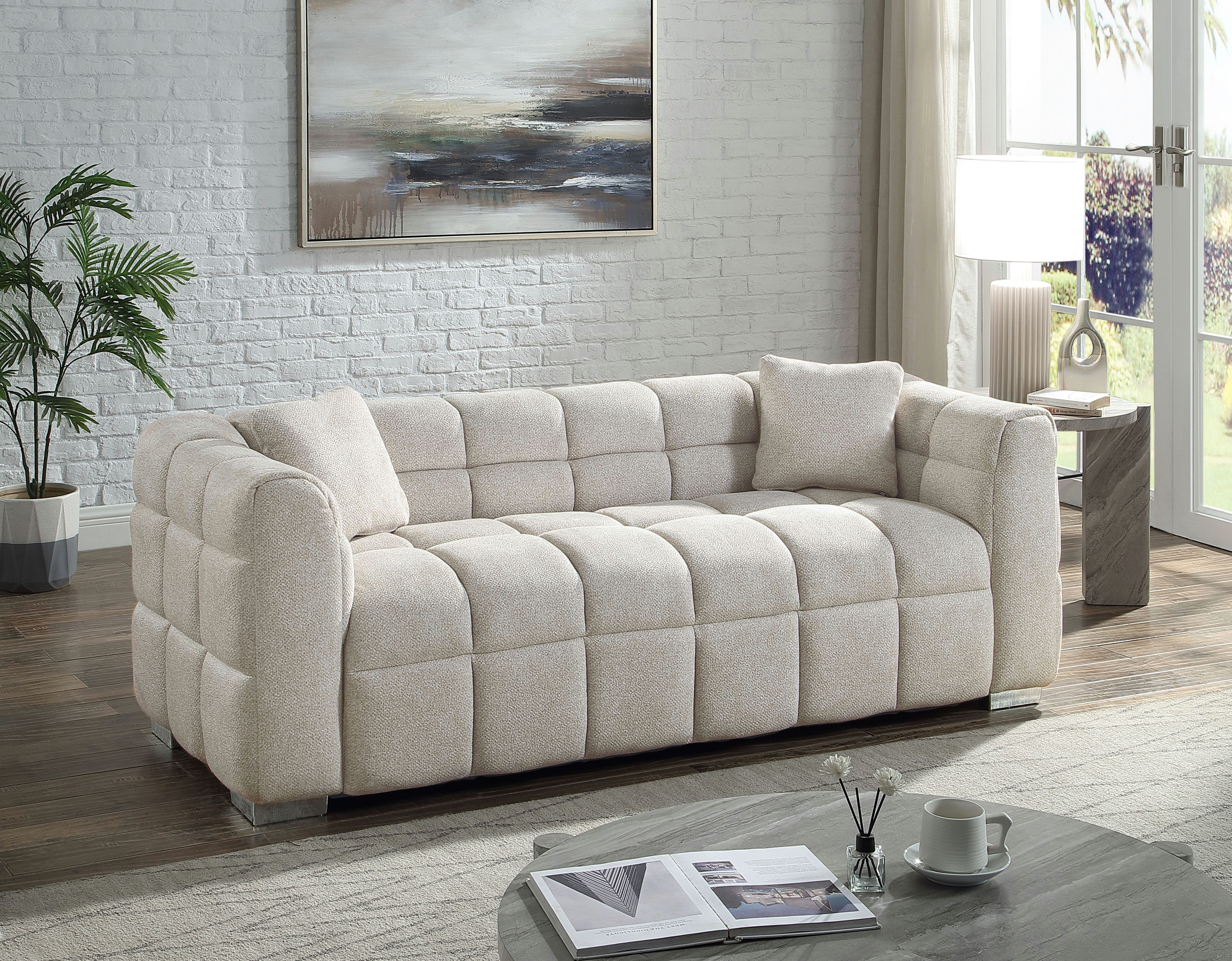 ATLANTIC home collection Big-Sofa Thor Design-Sofa mit Steppung, Bubble-Optik, B:190cm, "Bubble"-3D Optik Sofa mit Taschenfederkern, inkl. Zierkissen