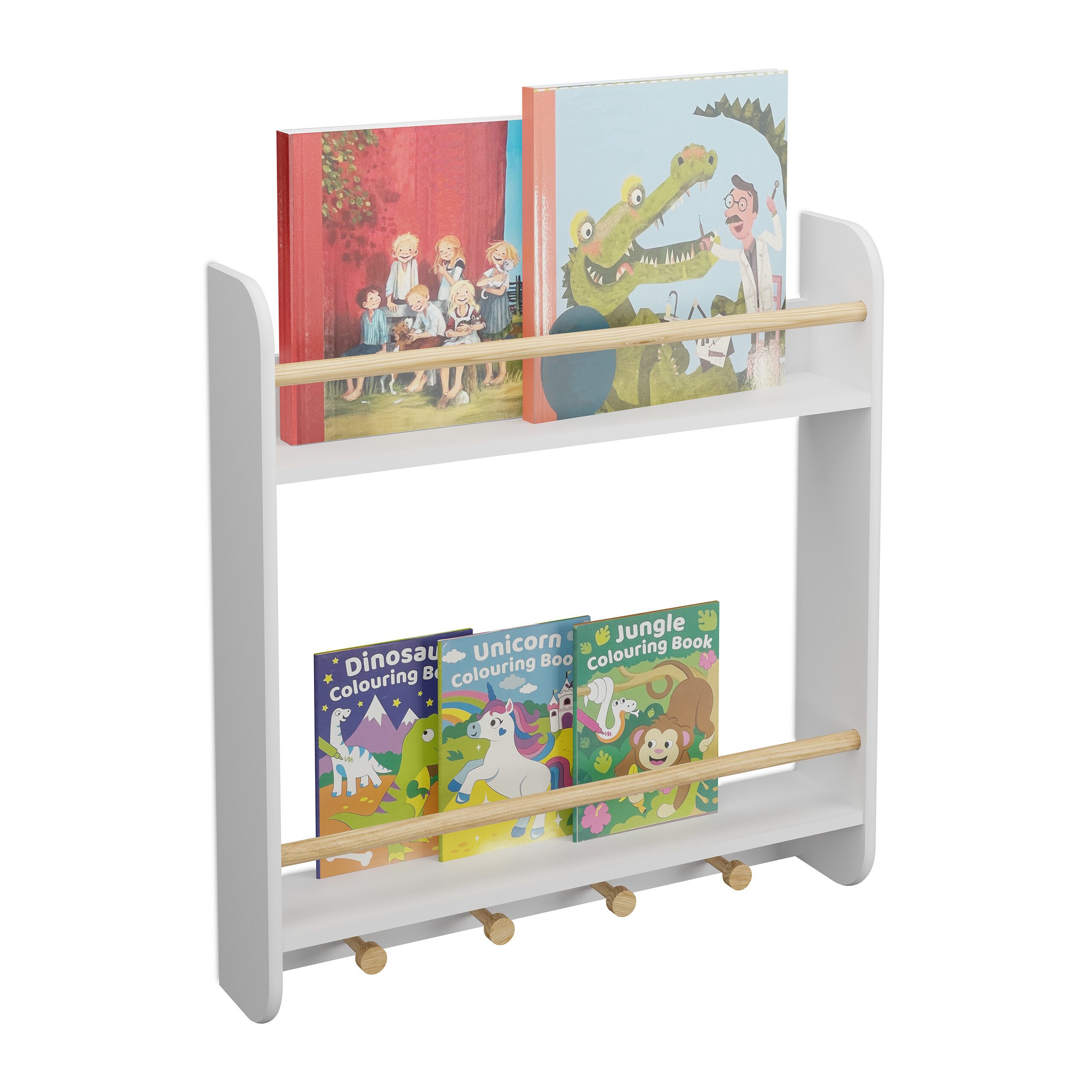 Kinderregal 2 Ablagen und 4 Hake