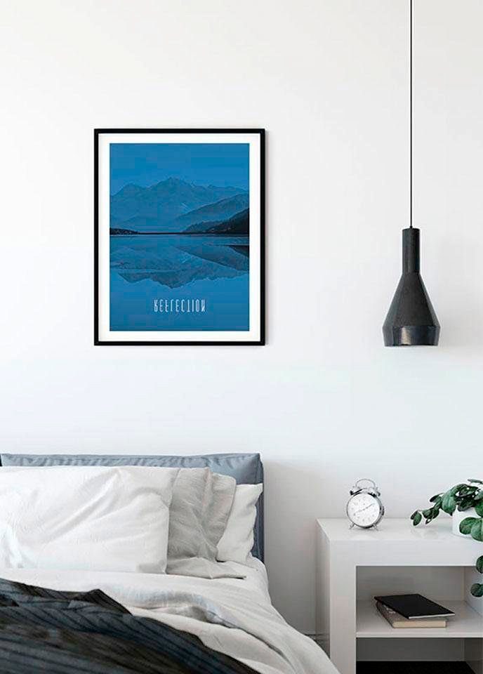 Komar Poster Word Lake Reflection Blue, Natur (1 St), Kinderzimmer,  Schlafzimmer, Wohnzimmer