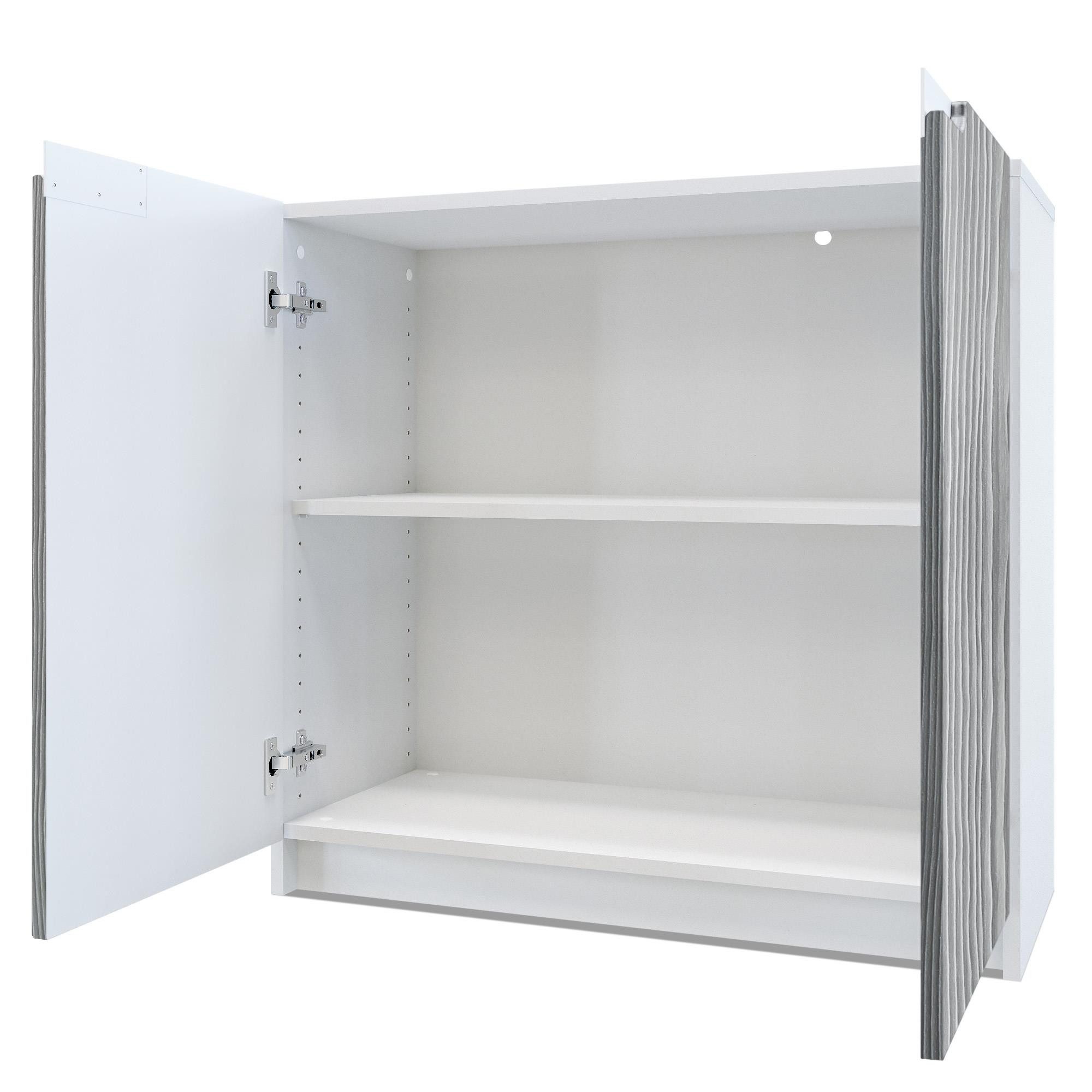 Vladon Kommode Logan (Kommode, mit 2 Türen), Weiß matt/Bordeaux Hochglanz (82 x 78 x 37 cm)