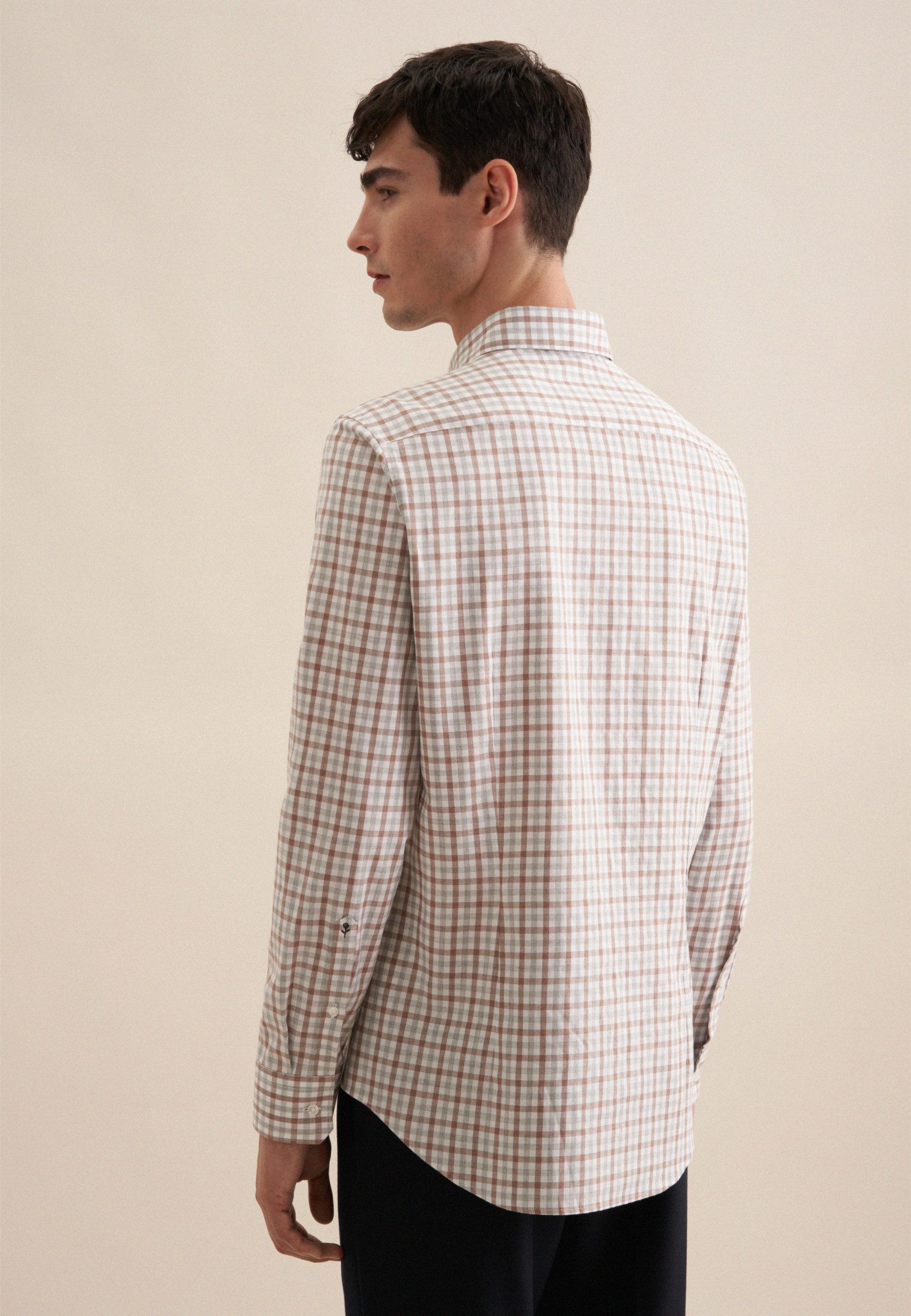 seidensticker Flanellhemd Shaped Shaped Langarm Button-Down-Kragen günstig online kaufen