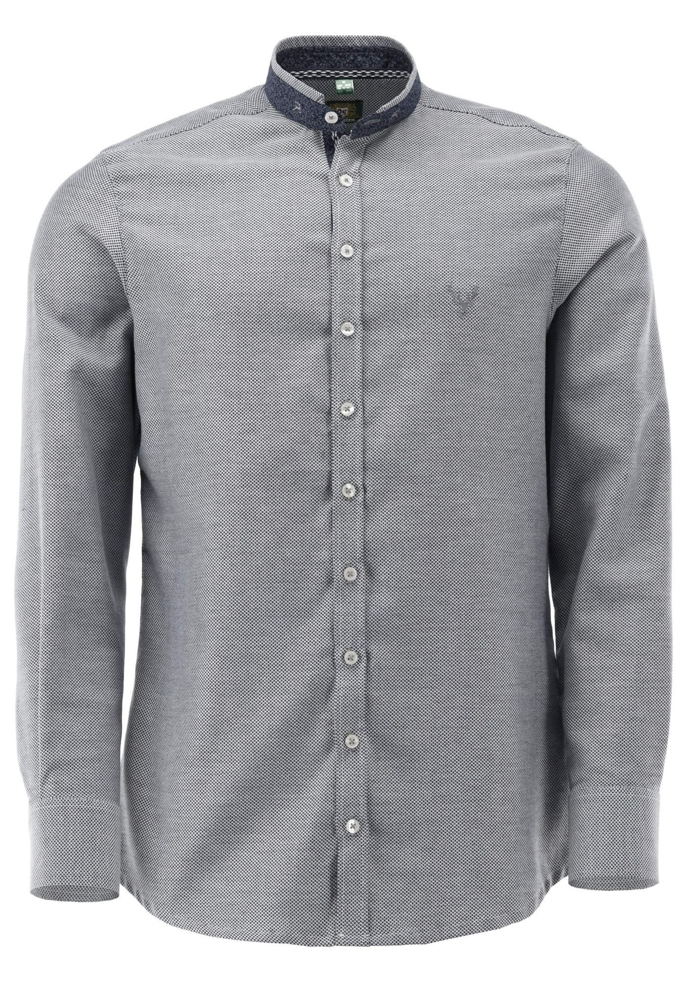 OS Trachten Trachtenhemd Tomno Slim Fit, 1/1-Arm, Stehkragen