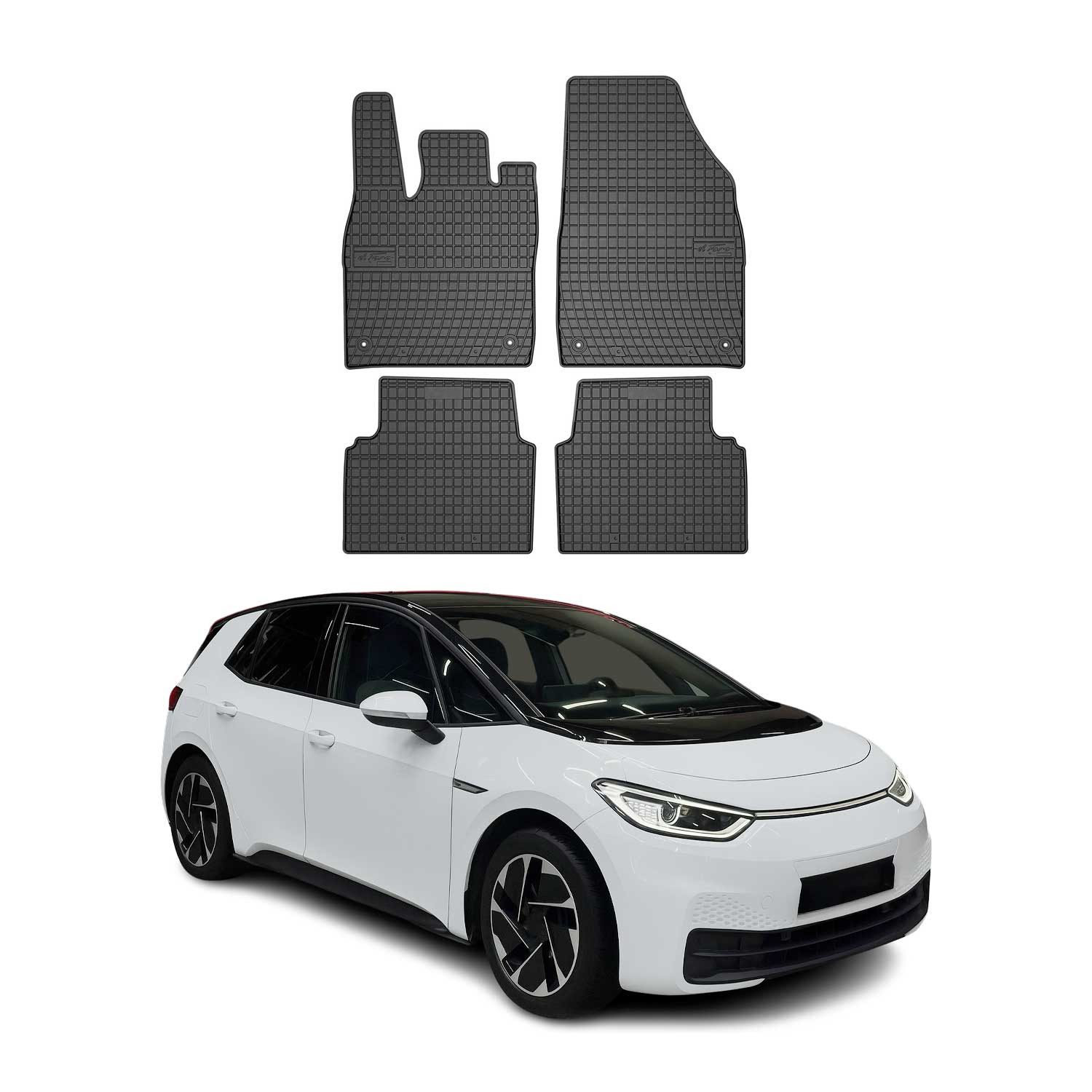 OMAC Auto-Fußmatten für VW ID.3 2019-2025 Gummimatten Schwarz 4 tlg (4 St), für VW ID.3 2019-2025 VW ID.3 2019-2025, Antirutsch,Wasserfest,Einfache Installation