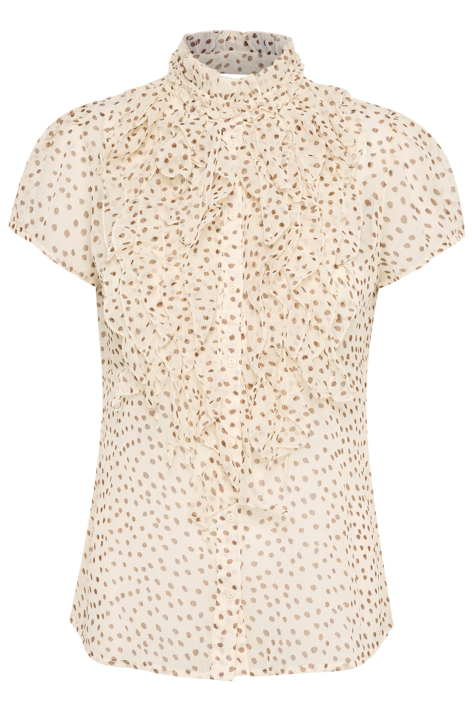 Tropez Dot Kurzarmbluse Saint LiljaSZ Creme Kurzarm-Bluse