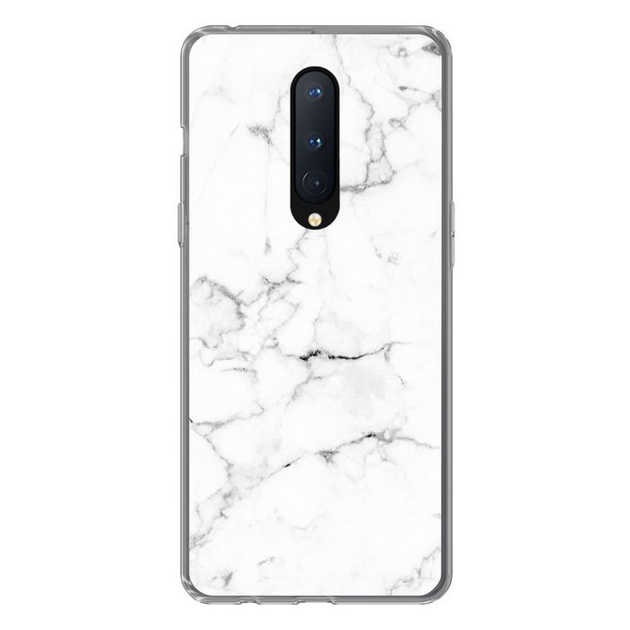 MuchoWow Handyhülle Marmor - Weiß - Grau - Luxus - Marmoroptik - Strukturiert Phone Case Handyhülle OnePlus 8 Silikon Schutzhülle