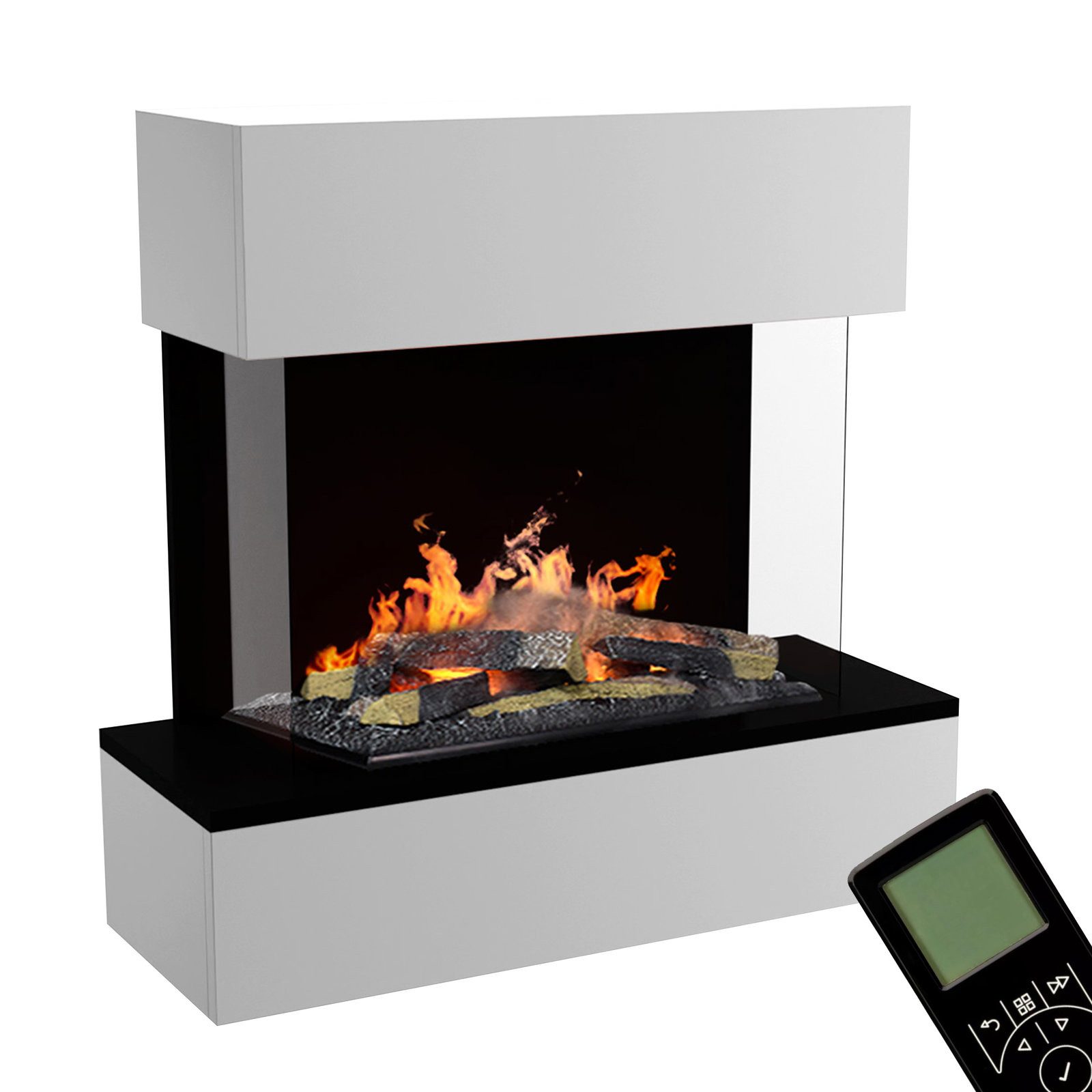 GLOW FIRE Elektrokamin Hölderlin Sims Wasserdampf Kamin, Wandkamin, Elektrischer Kamin, Wasserdampfkamin mit 3D Feuer und Knisterfunktion