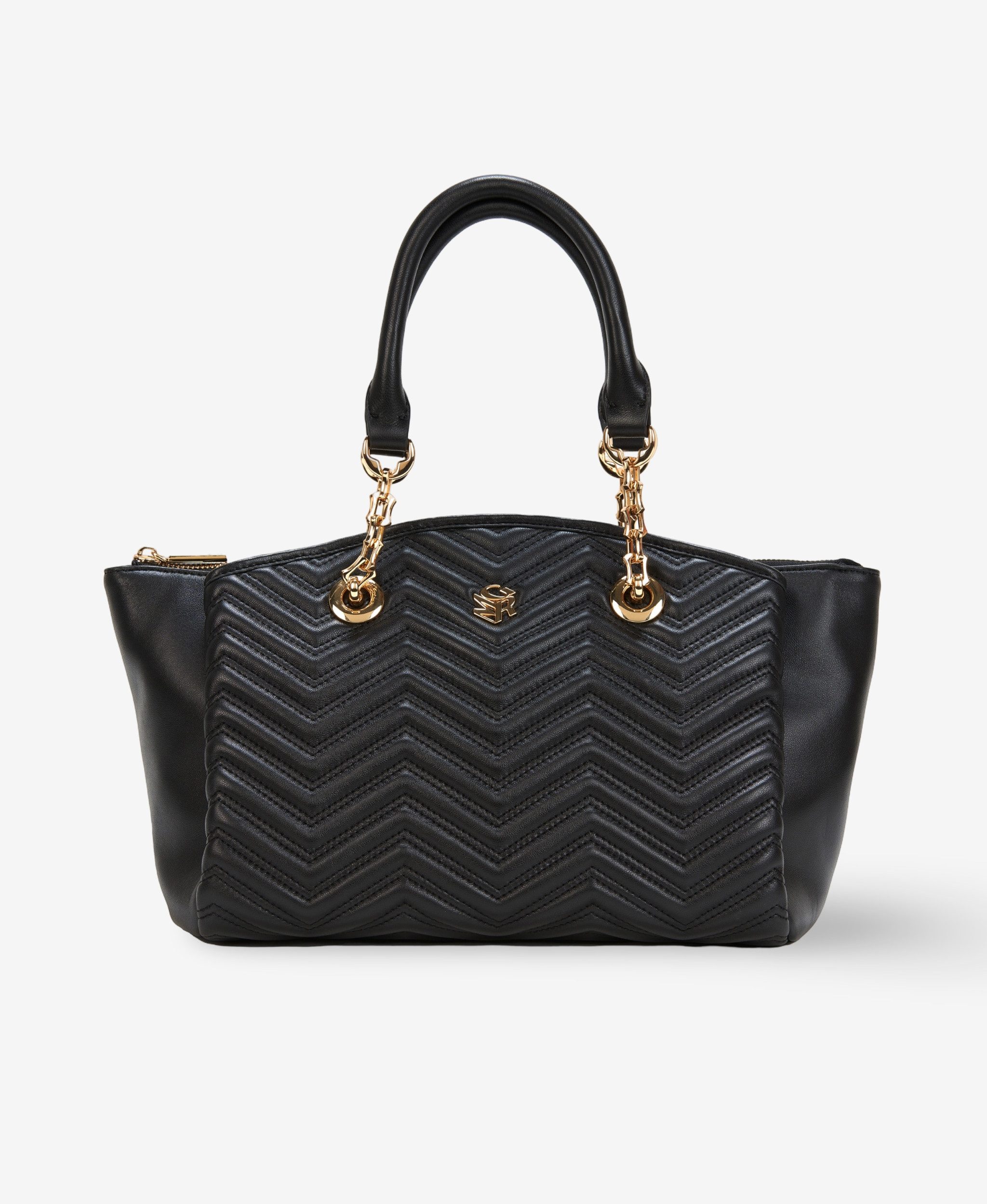 GLAMIRA Schultertasche Lysandra Schwarze Schultertasche (1-tlg), echt Leder, mit Reißverschluss, mit schützenden Metallfüßen