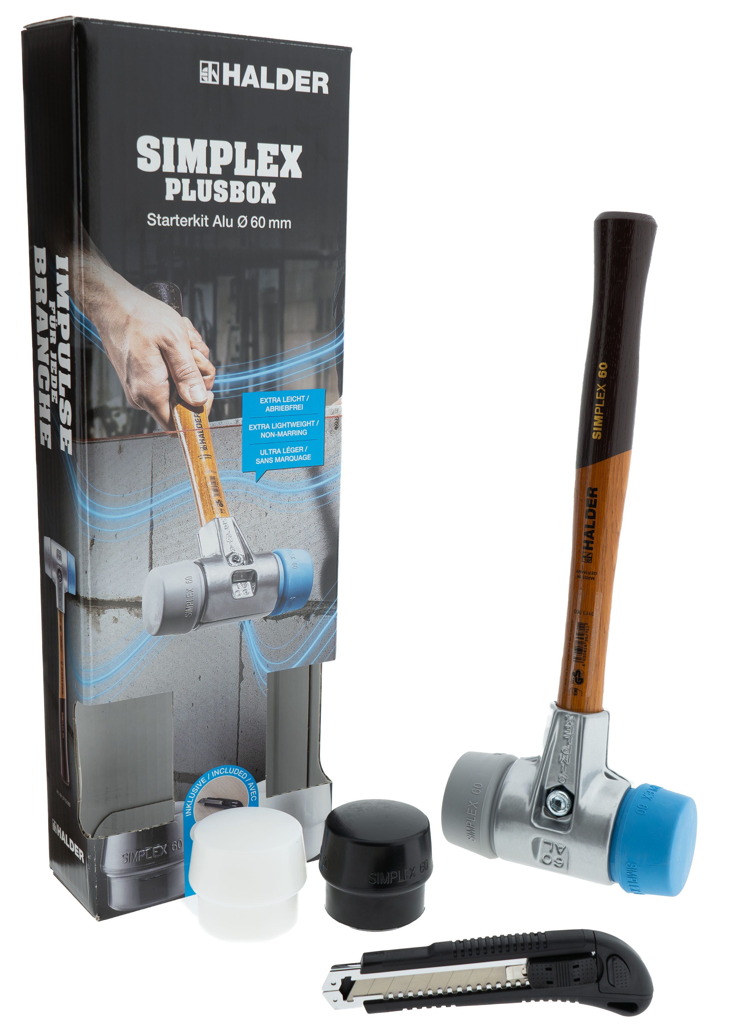 Hammer HALDER SIMPLEX Plusbox Starterkit Alu Schonhammer Ø 60 mm Superplastik
