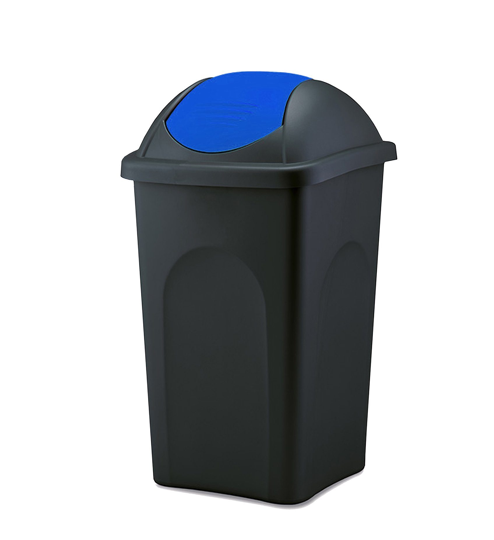 BigDean Mülleimer 60 L XL schwarz Blau Schwingdeckel Müllsammler Abfalleimer Mülltonne, XL Mülleimer, Schwingdeckel, 60L, Dezente Optik