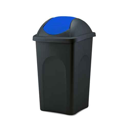 BigDean Mülleimer 60 L XL schwarz Blau Schwingdeckel Müllsammler Abfalleimer Mülltonne