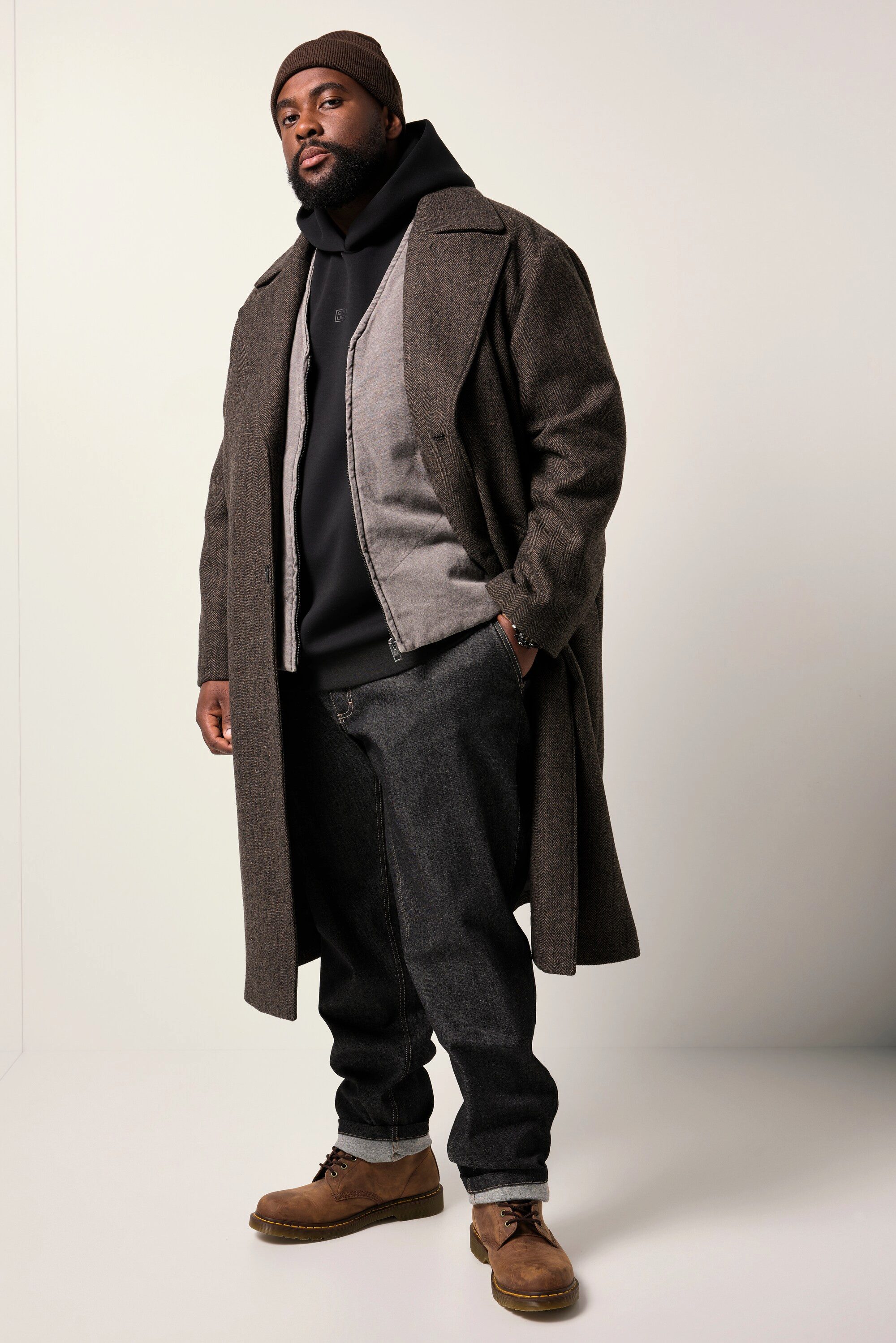 STHUGE Kurzmantel Mantel Fischgrat