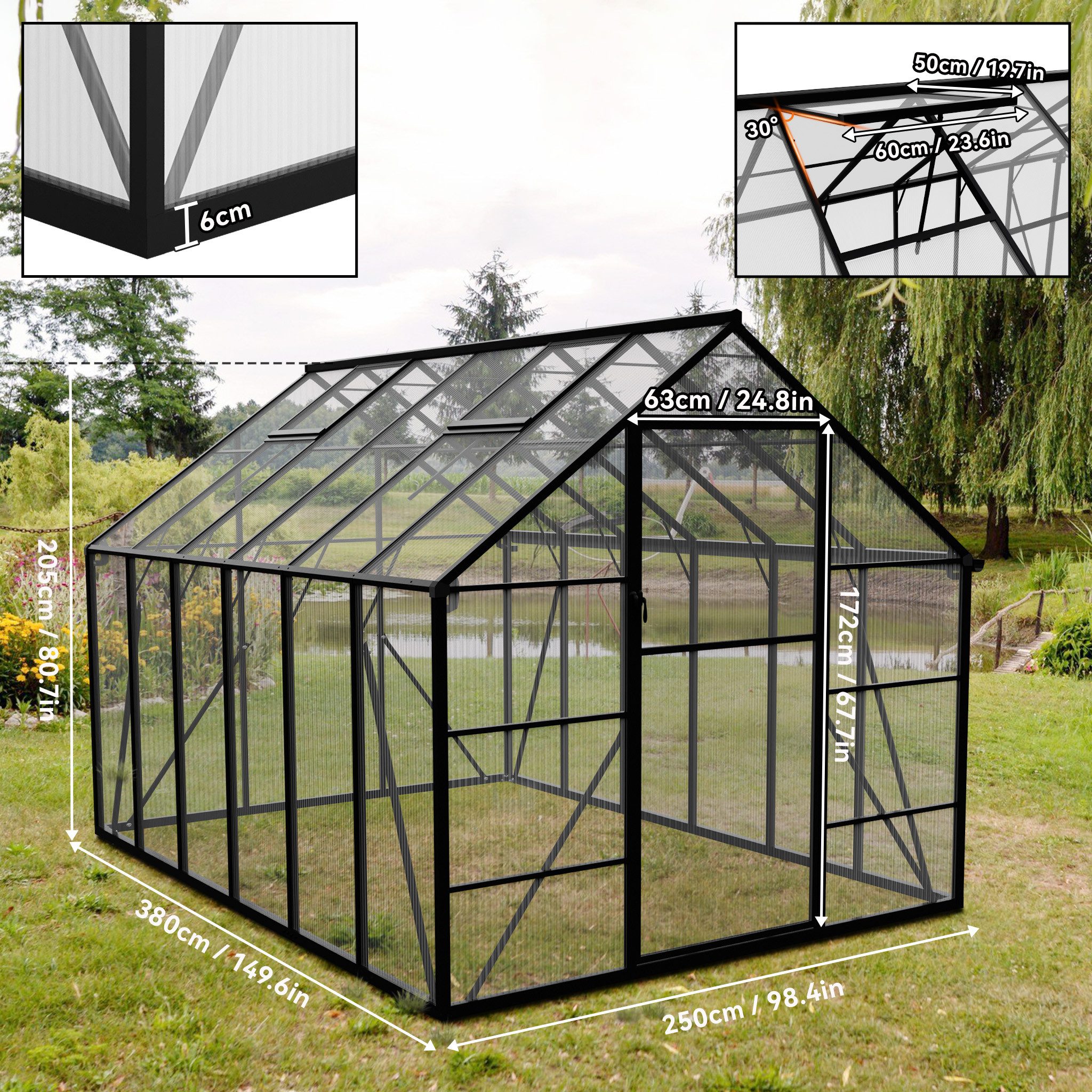 FIVMEN Gewächshaus Premium Gartengewächshäuser Aluminium mit 6 cm Fundament günstig online kaufen