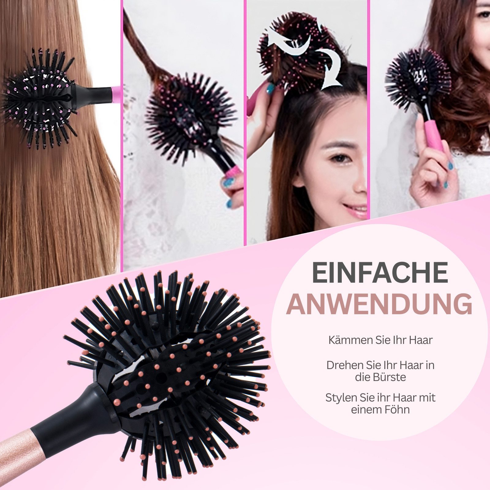 Dilara Rundbürste 3D Haarbürste klein für Haare I Rundbürste ideal zum Stylen mit Föhn, Innovativ & effektiv – Ideal für jedes Styling