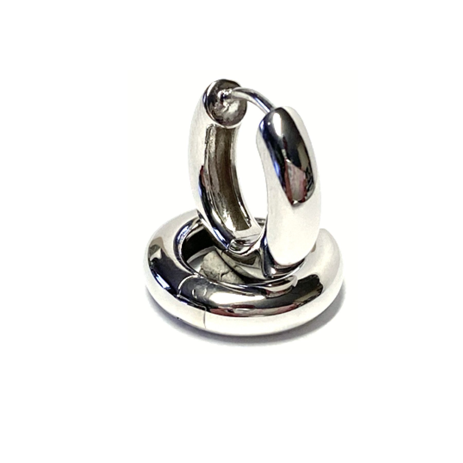 Paar Creolen Ohrring 925/- Silber rhodiniert Glanz Scharniercreole Creole 16,5mm