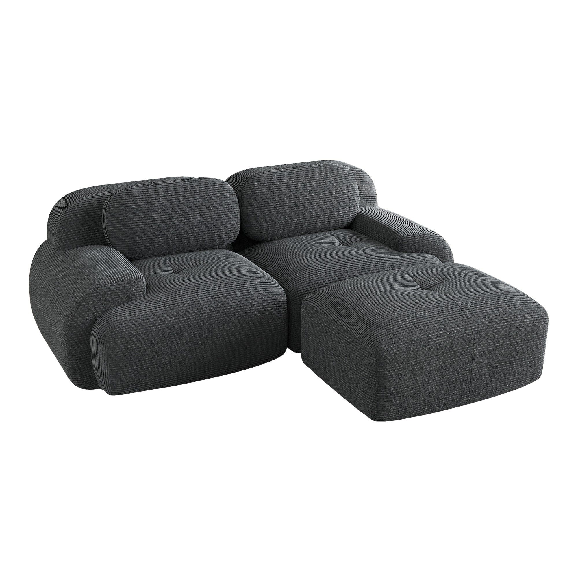 BlingBin Sofa Modulsofas, Modulare Wohnlandschaft aus Cordstoff, Polstersofa, 82'' Ecksofa aus weichem Cordstoff, 2-Sitzer 208 x 178 x 70 cm 1 Teile, hochelastische Polsterung für Wohnzimmer, Schlafzimmer und Heimkino